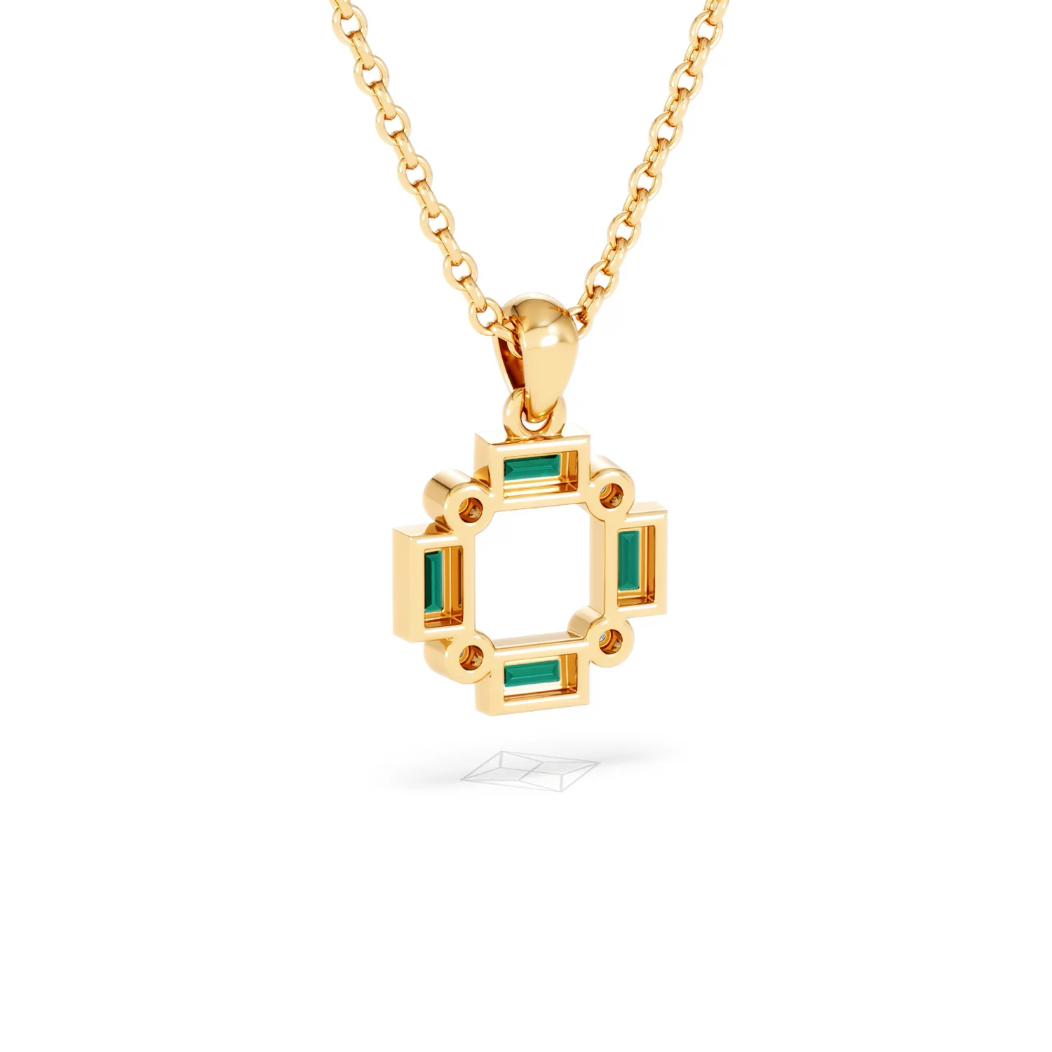Forme 0.48ct Baguette Cut Lab Emerald Pendant Necklace in 18K Gold Vermeil - Image 52