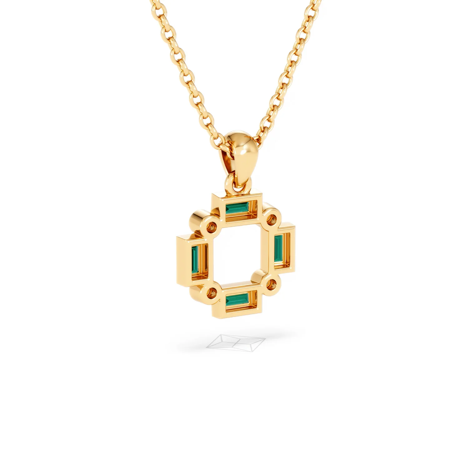 Forme 0.48ct Baguette Cut Lab Emerald Pendant Necklace in 18K Gold Vermeil - Image 53