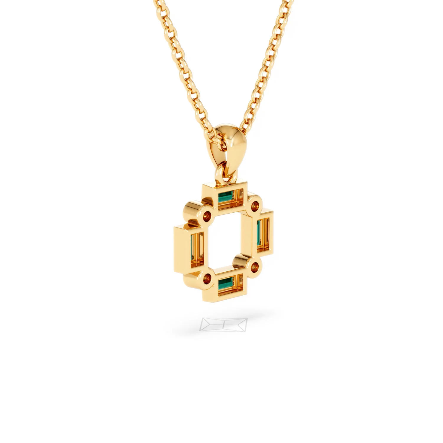 Forme 0.48ct Baguette Cut Lab Emerald Pendant Necklace in 18K Gold Vermeil - Image 56