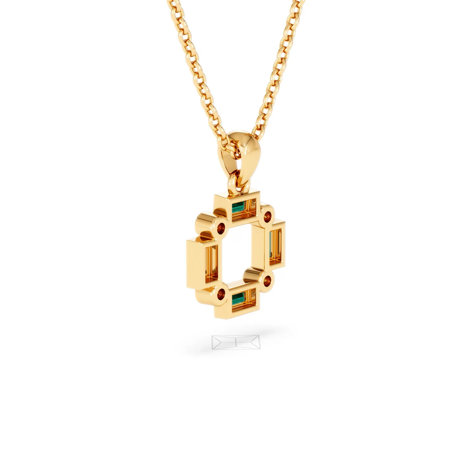 Forme 0.48ct Baguette Cut Lab Emerald Pendant Necklace in 18K Gold Vermeil - Image 57