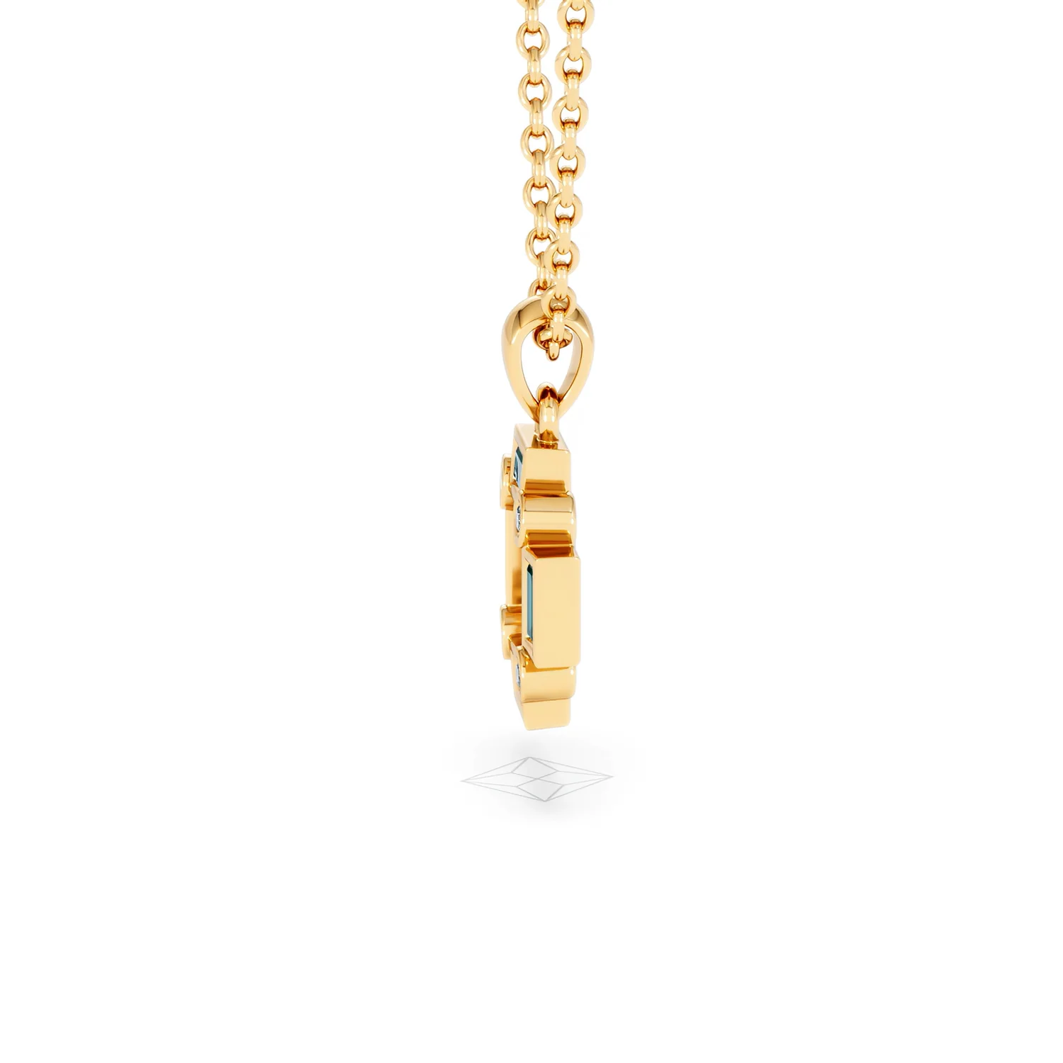Forme 0.48ct Baguette Cut Lab Emerald Pendant Necklace in 18K Gold Vermeil - Image 68