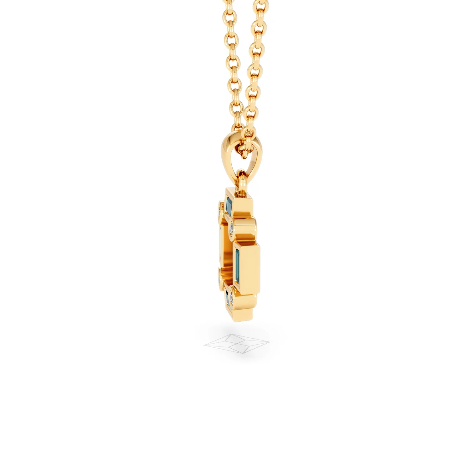 Forme 0.48ct Baguette Cut Lab Emerald Pendant Necklace in 18K Gold Vermeil - Image 69