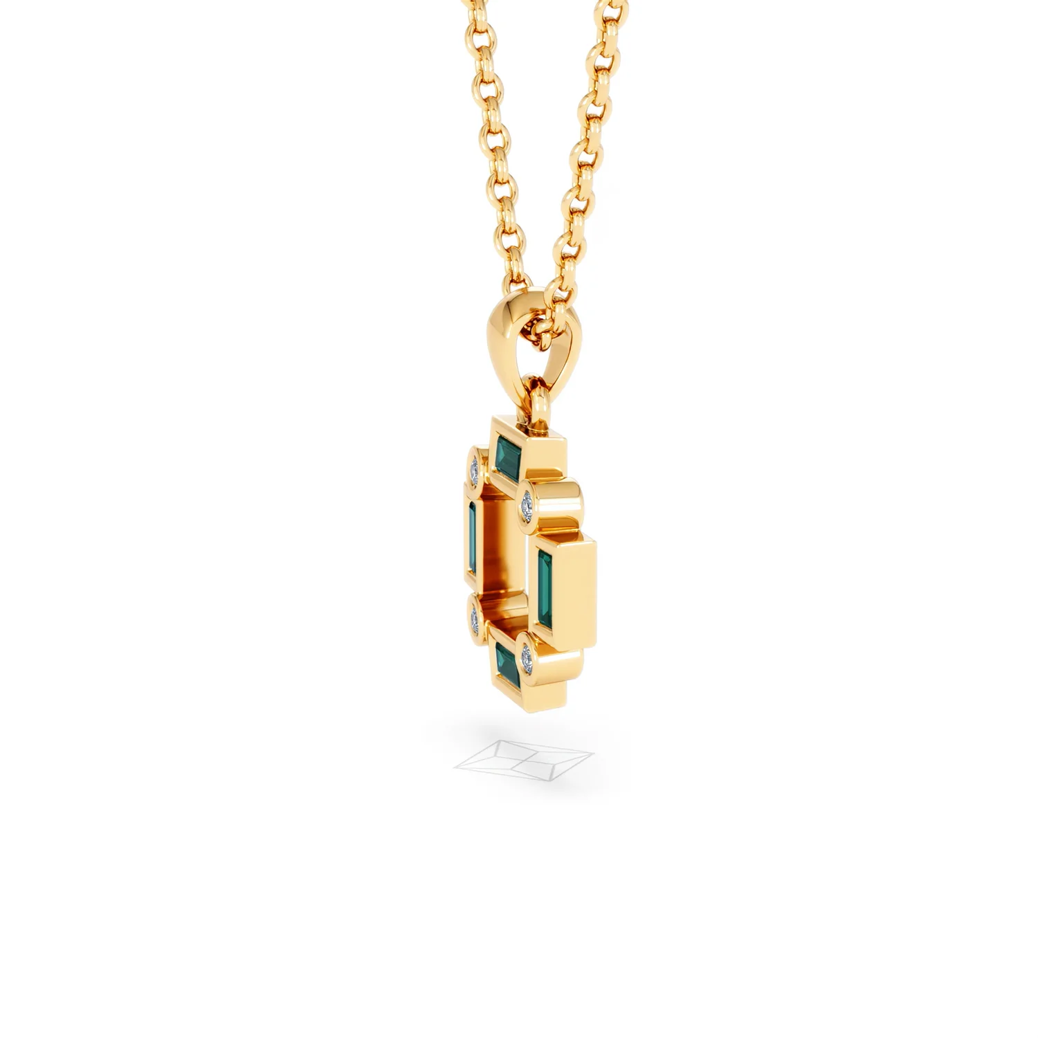 Forme 0.48ct Baguette Cut Lab Emerald Pendant Necklace in 18K Gold Vermeil - Image 71