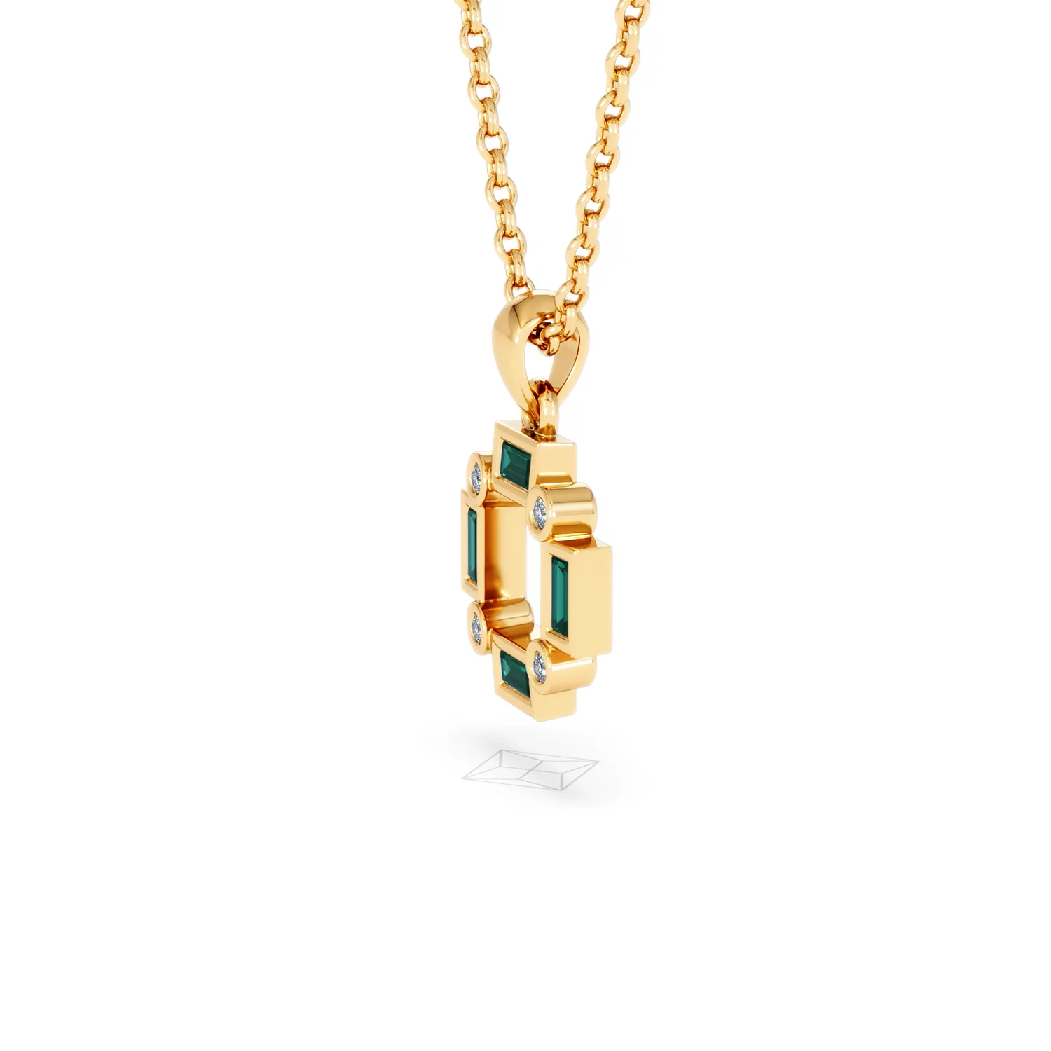 Forme 0.48ct Baguette Cut Lab Emerald Pendant Necklace in 18K Gold Vermeil - Image 72