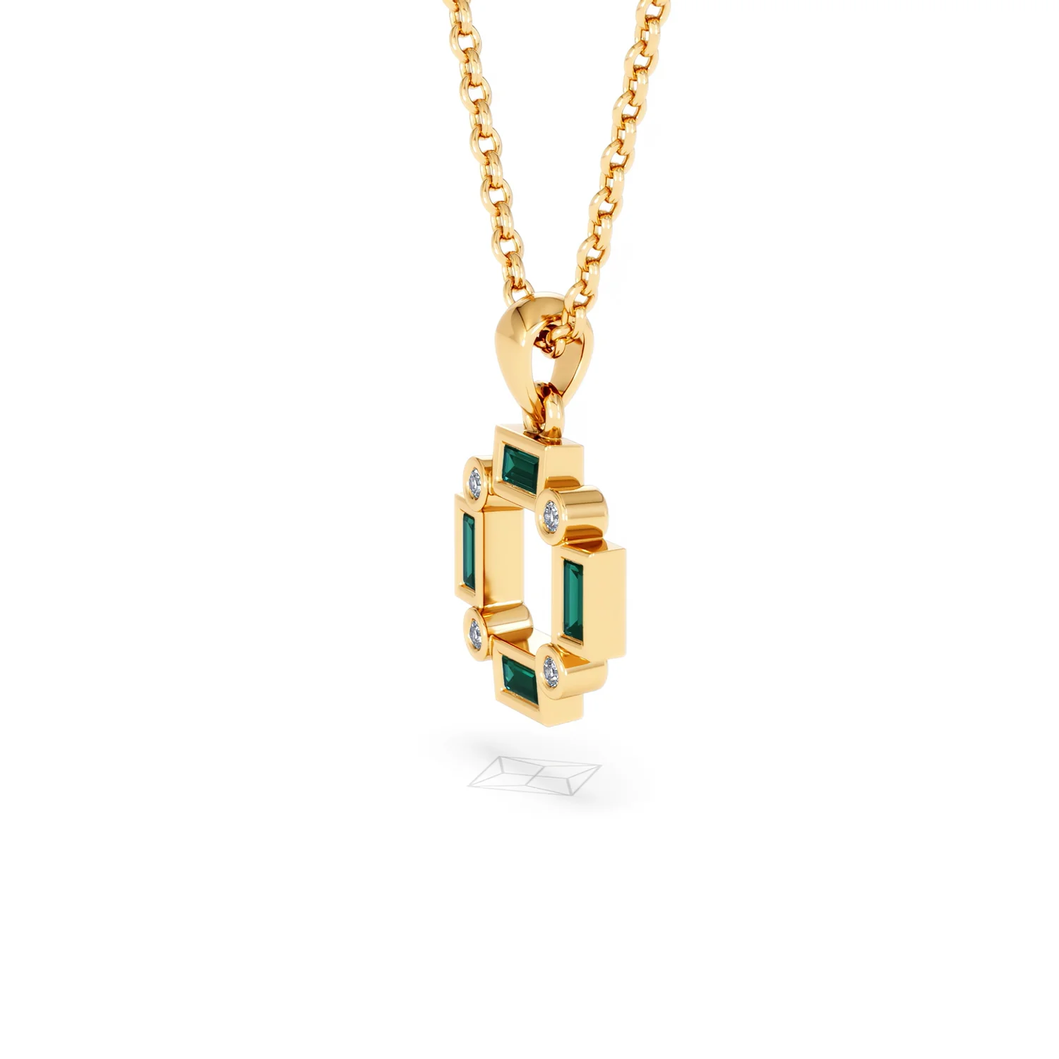 Forme 0.48ct Baguette Cut Lab Emerald Pendant Necklace in 18K Gold Vermeil - Image 73