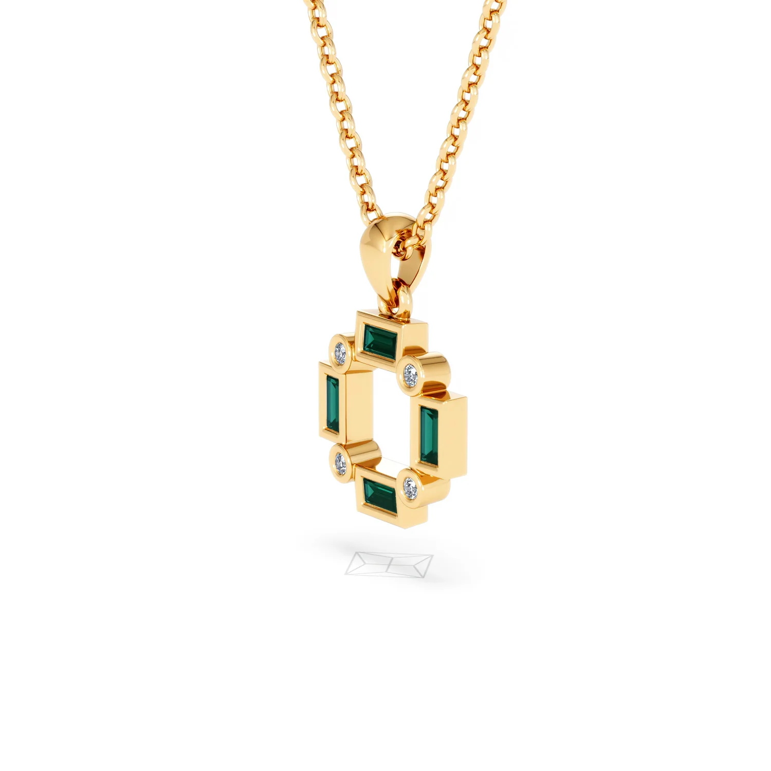 Forme 0.48ct Baguette Cut Lab Emerald Pendant Necklace in 18K Gold Vermeil - Image 75