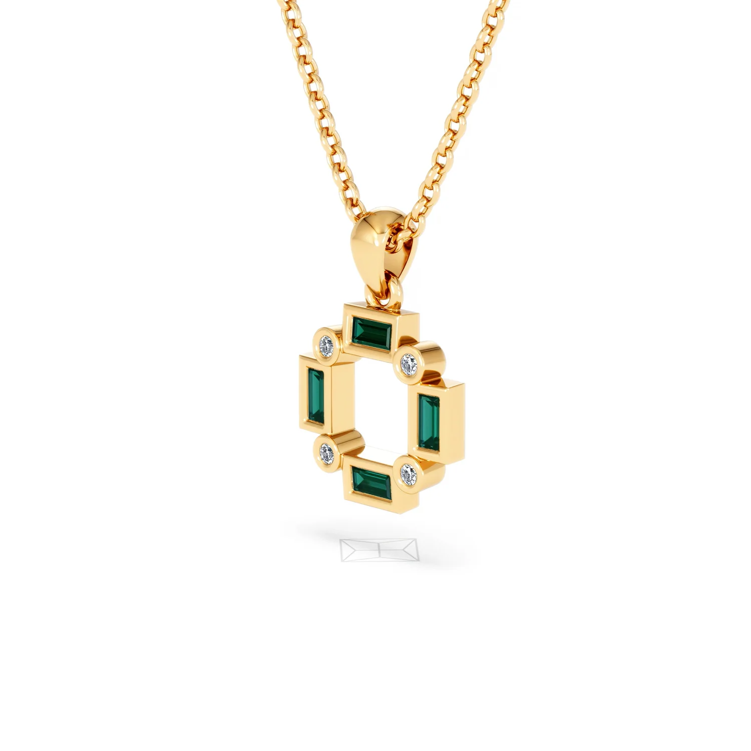 Forme 0.48ct Baguette Cut Lab Emerald Pendant Necklace in 18K Gold Vermeil - Image 77