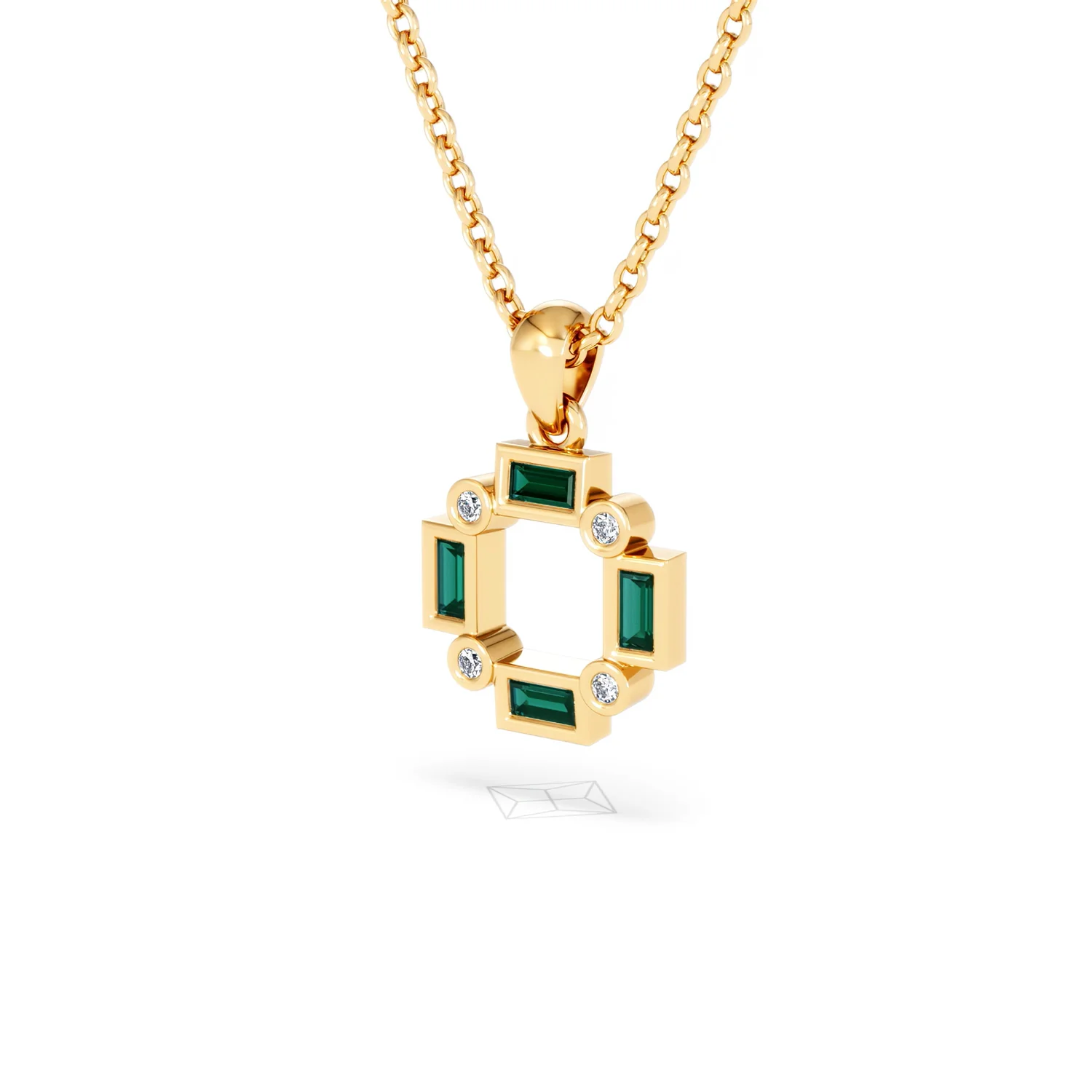 Forme 0.48ct Baguette Cut Lab Emerald Pendant Necklace in 18K Gold Vermeil - Image 79