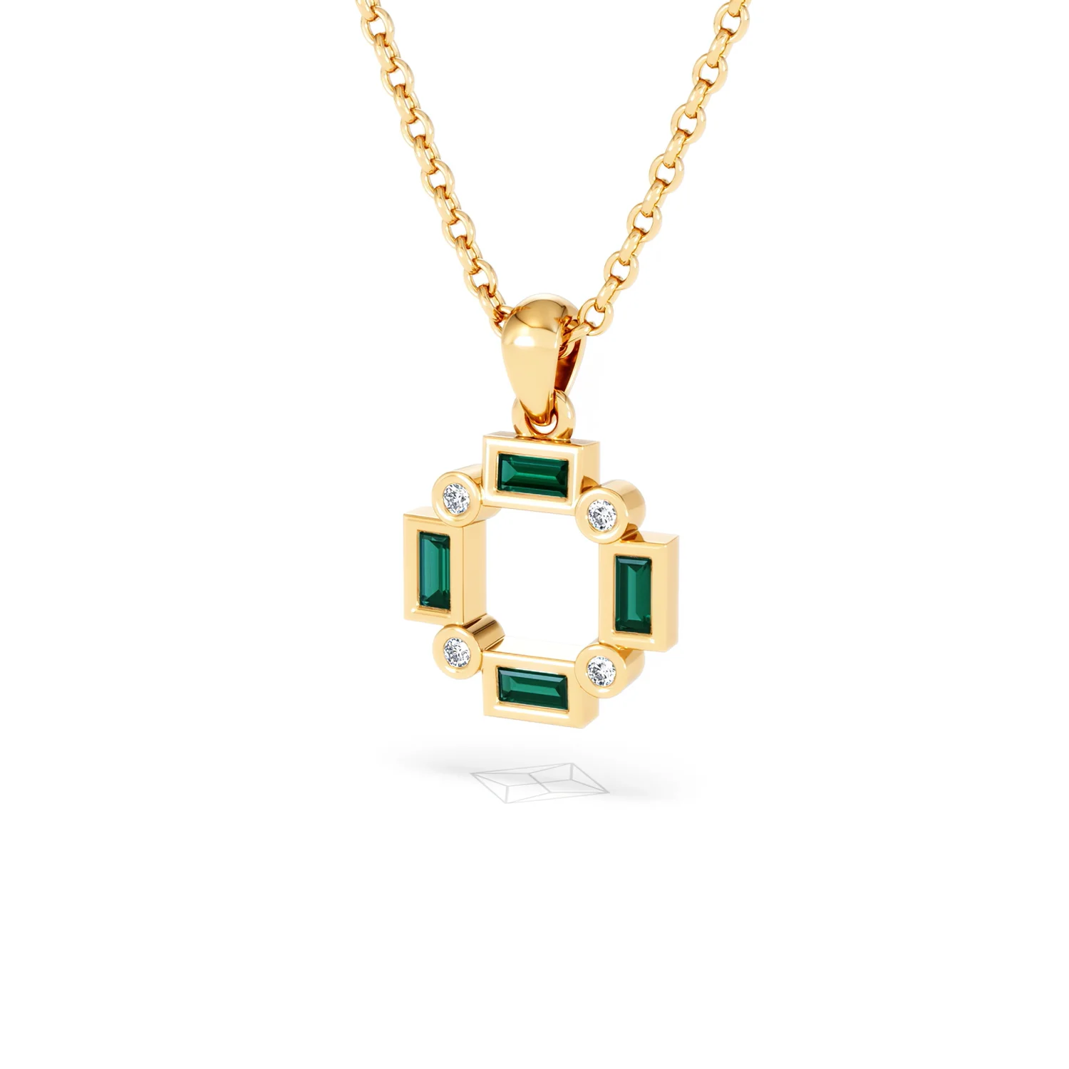 Forme 0.48ct Baguette Cut Lab Emerald Pendant Necklace in 18K Gold Vermeil - Image 81