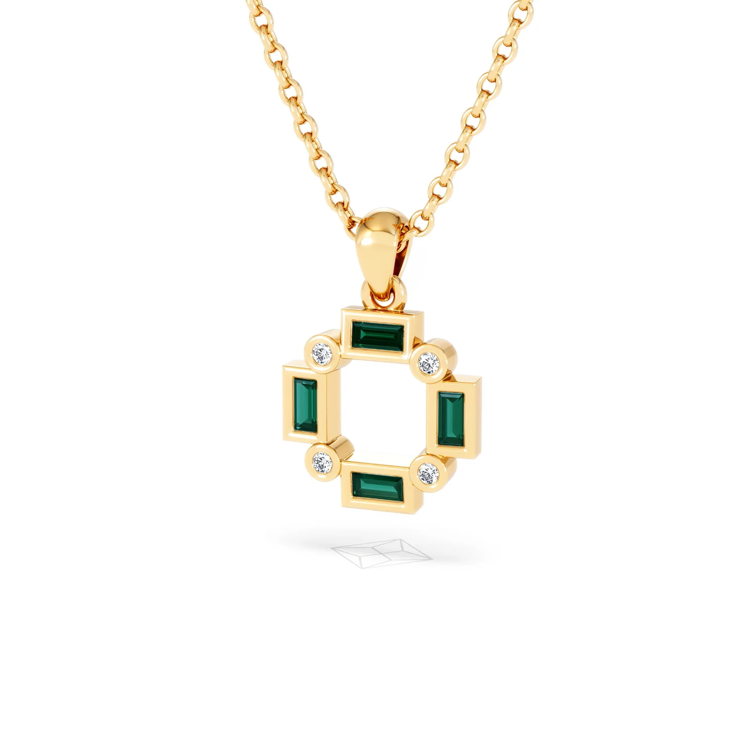 Forme 0.48ct Baguette Cut Lab Emerald Pendant Necklace in 18K Gold Vermeil - Image 82