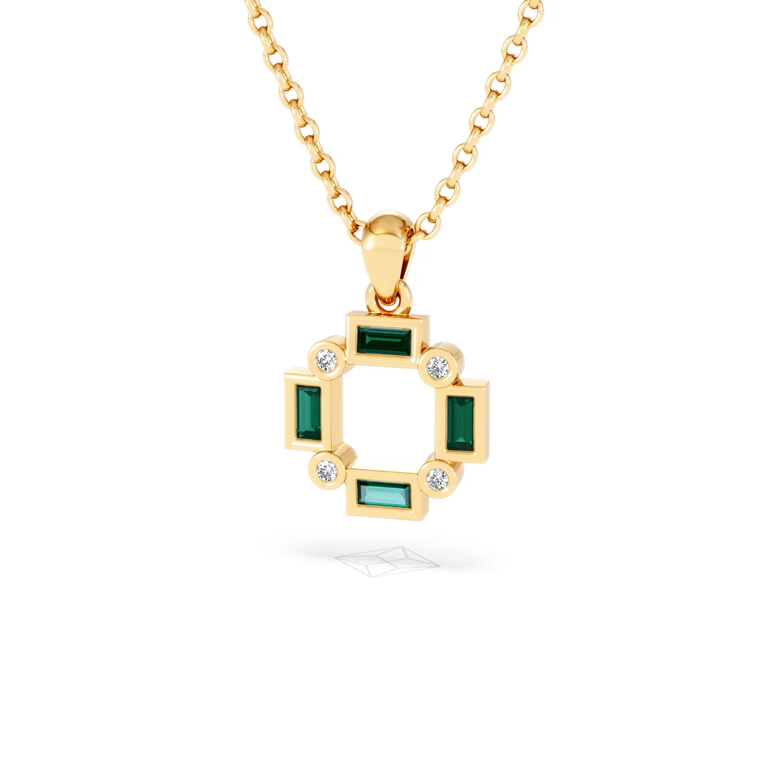 Forme 0.48ct Baguette Cut Lab Emerald Pendant Necklace in 18K Gold Vermeil - Image 83