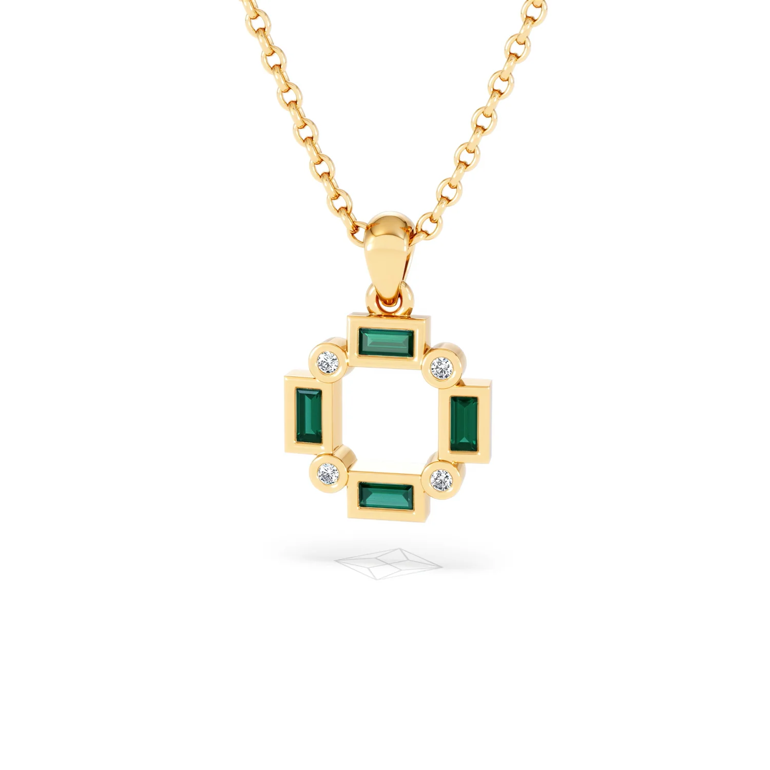 Forme 0.48ct Baguette Cut Lab Emerald Pendant Necklace in 18K Gold Vermeil - Image 84