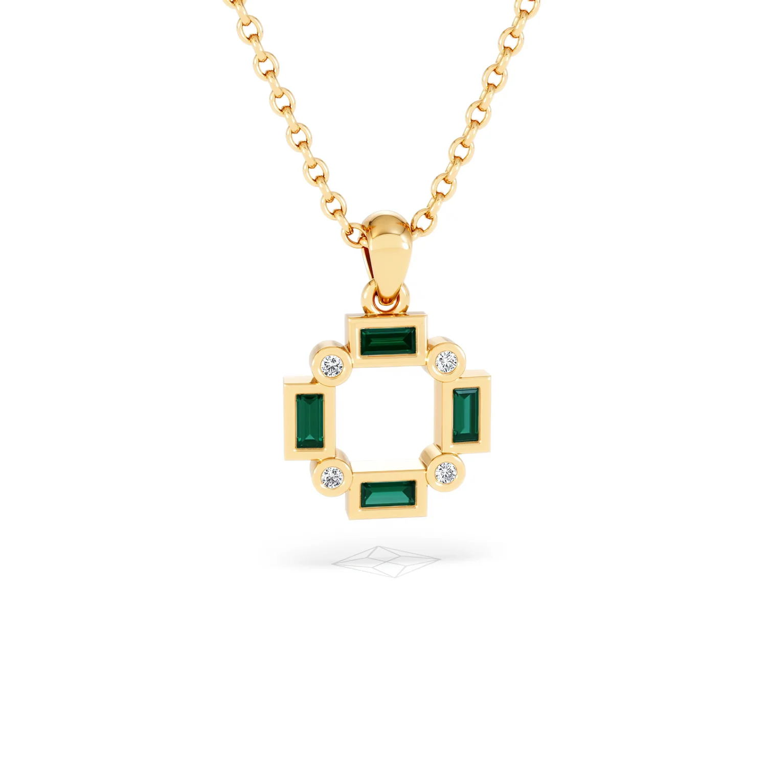 Forme 0.48ct Baguette Cut Lab Emerald Pendant Necklace in 18K Gold Vermeil - Image 9