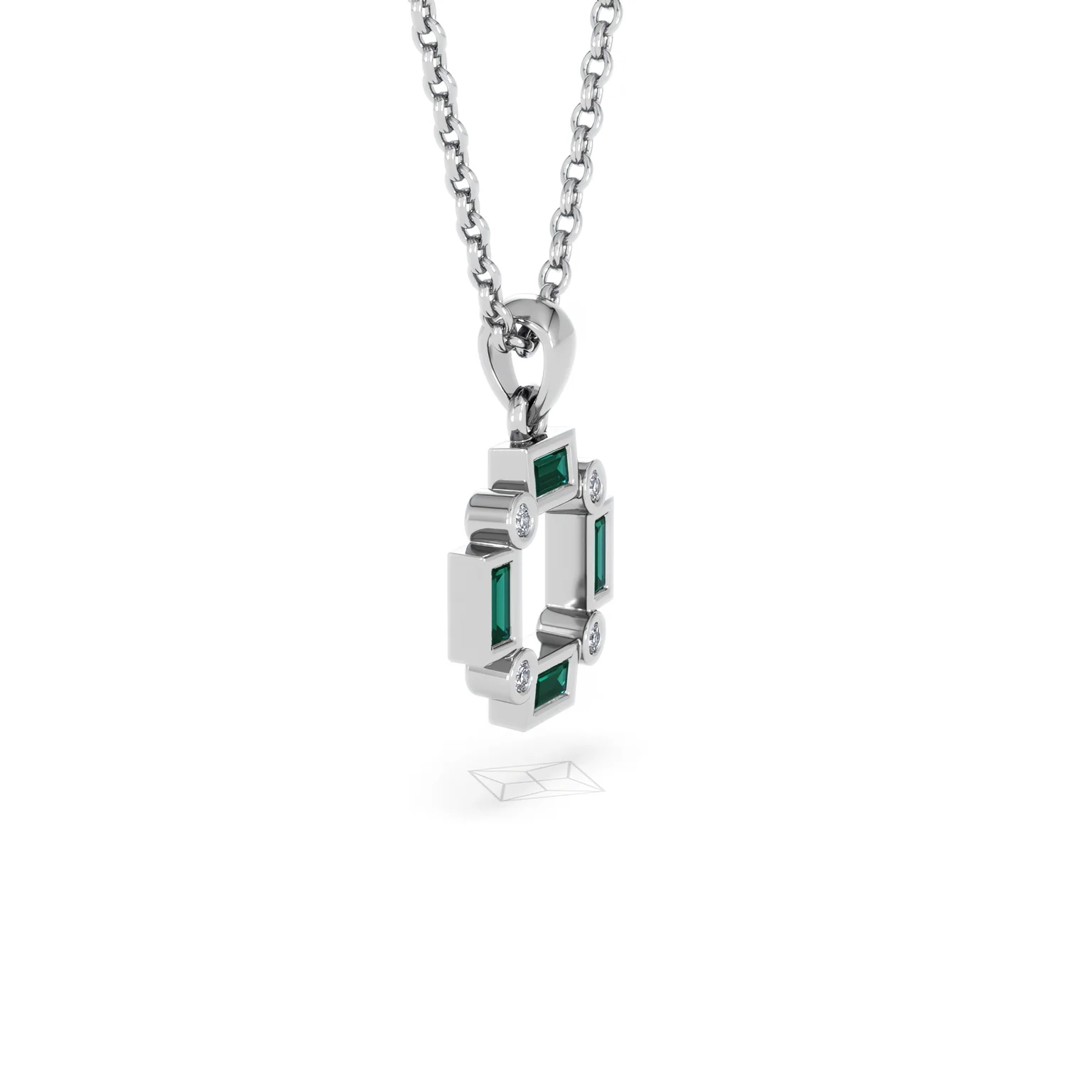 Forme 0.48ct Baguette Cut Lab Emerald Pendant Necklace in Sterling Silver - Image 21