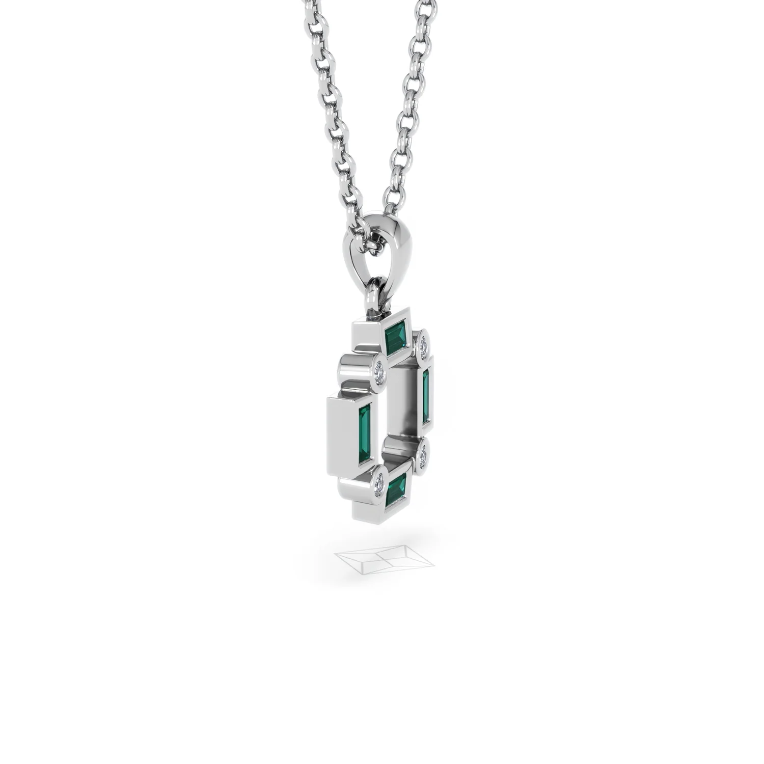 Forme 0.48ct Baguette Cut Lab Emerald Pendant Necklace in Sterling Silver - Image 22