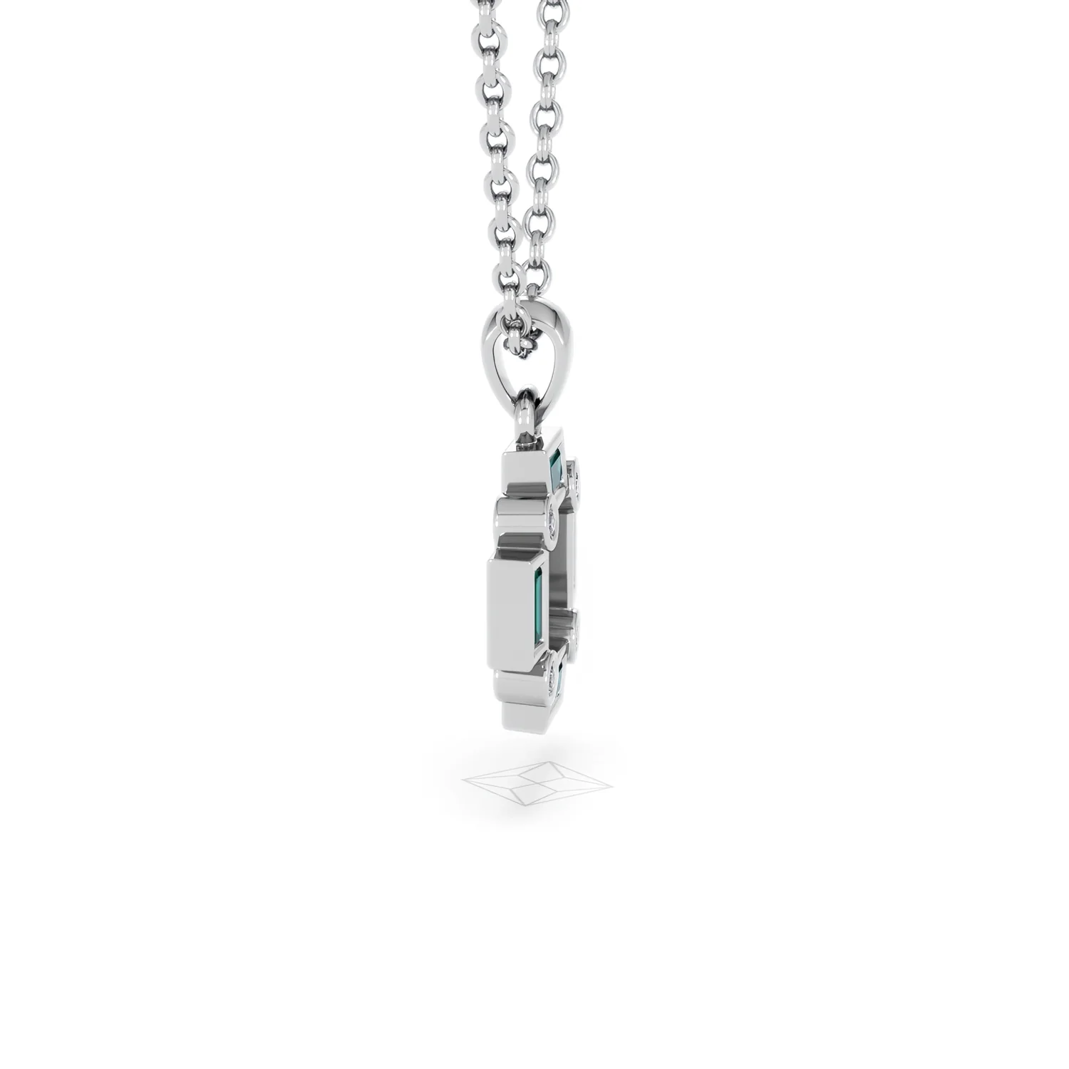 Forme 0.48ct Baguette Cut Lab Emerald Pendant Necklace in Sterling Silver - Image 25