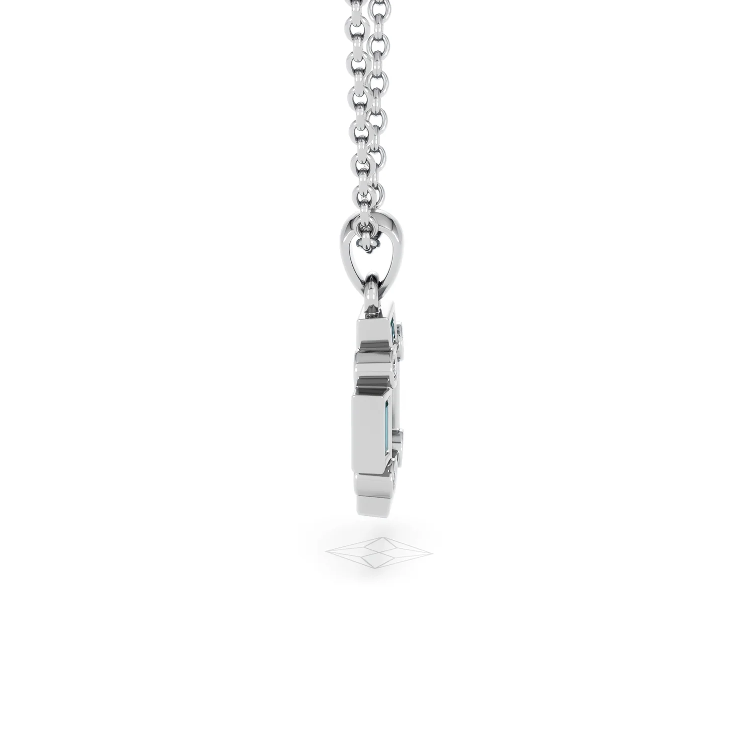 Forme 0.48ct Baguette Cut Lab Emerald Pendant Necklace in Sterling Silver - Image 26