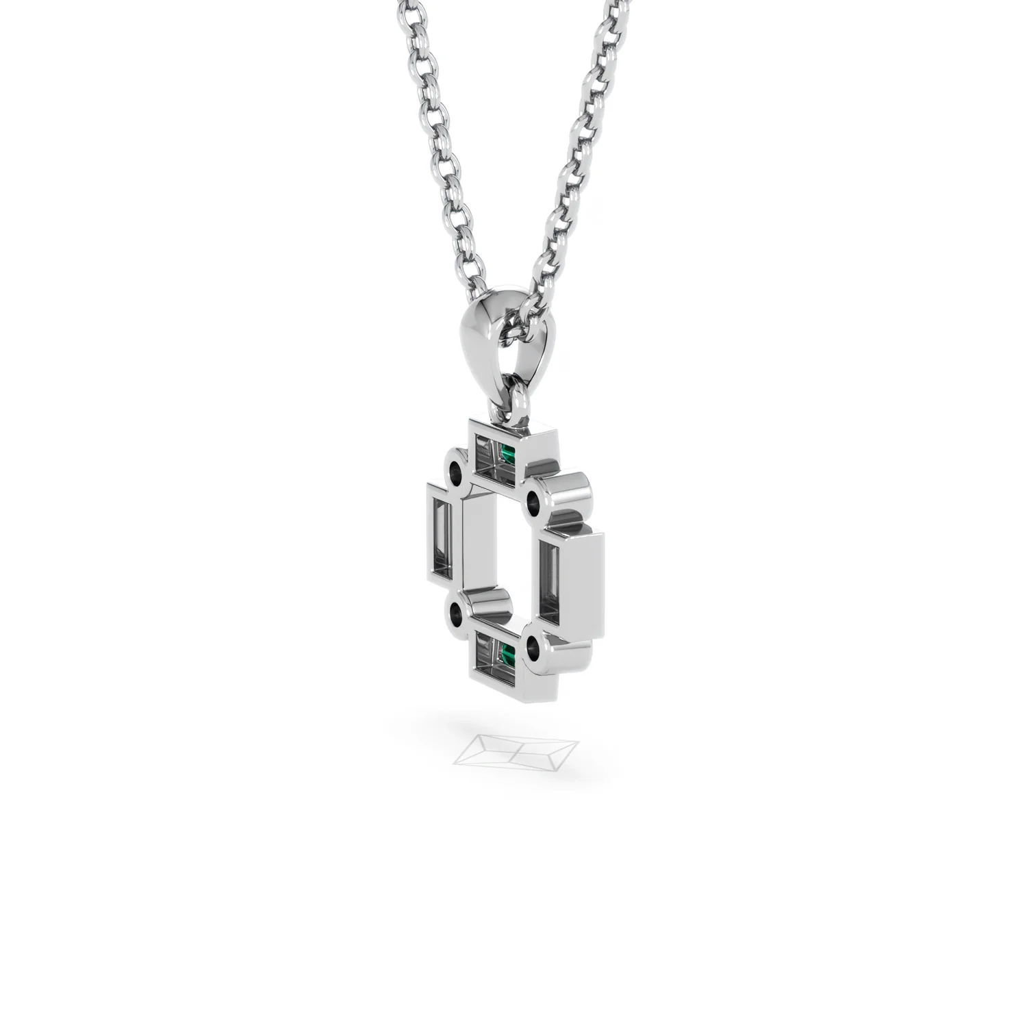 Forme 0.48ct Baguette Cut Lab Emerald Pendant Necklace in Sterling Silver - Image 34