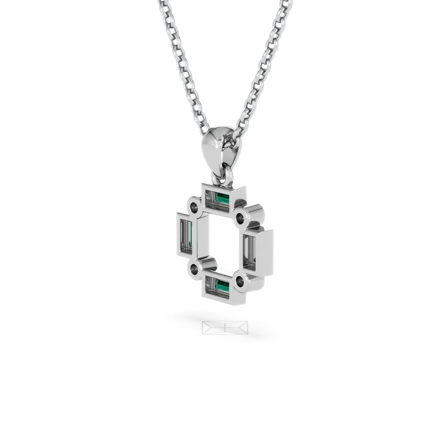 Forme 0.48ct Baguette Cut Lab Emerald Pendant Necklace in Sterling Silver - Image 37