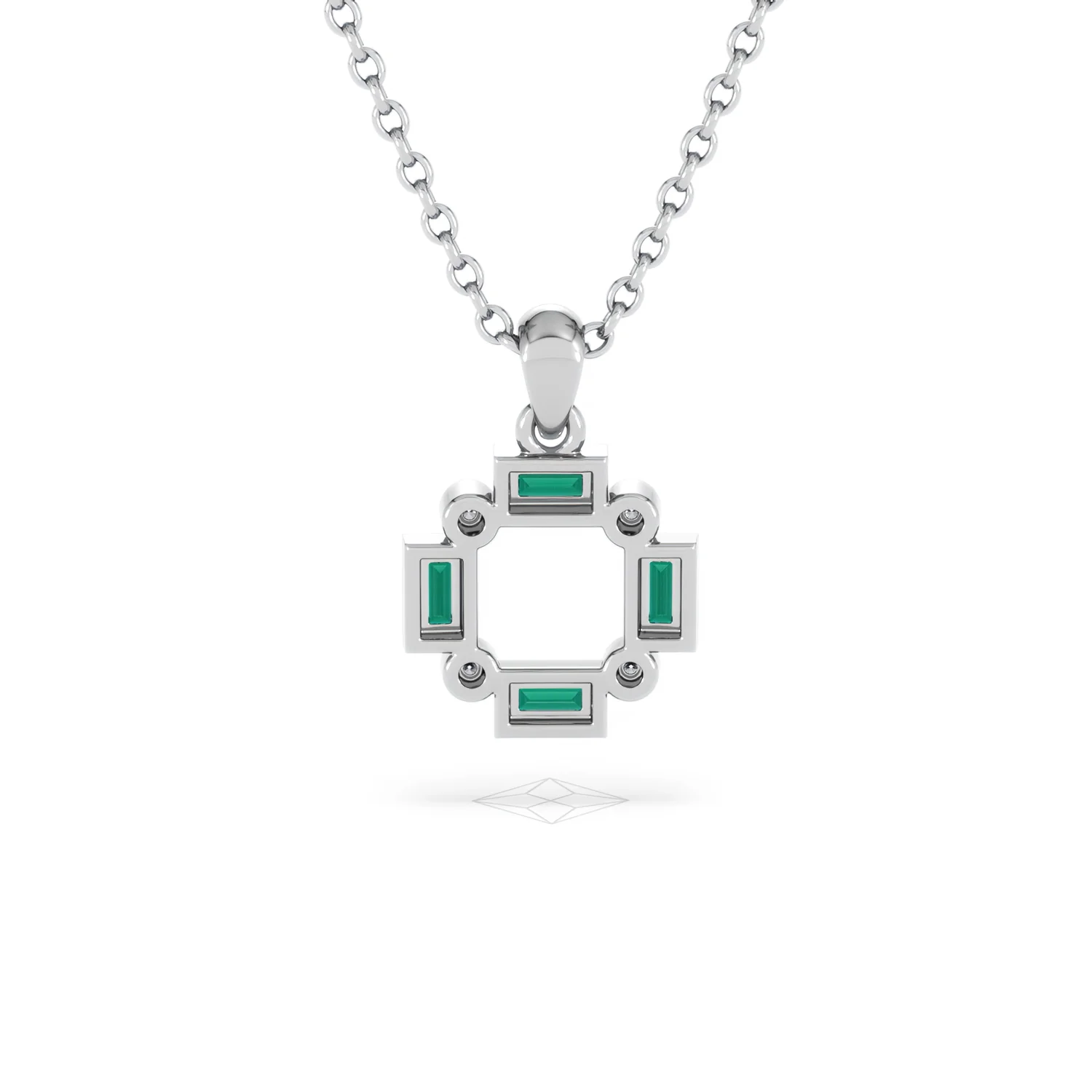 Forme 0.48ct Baguette Cut Lab Emerald Pendant Necklace in Sterling Silver - Image 47