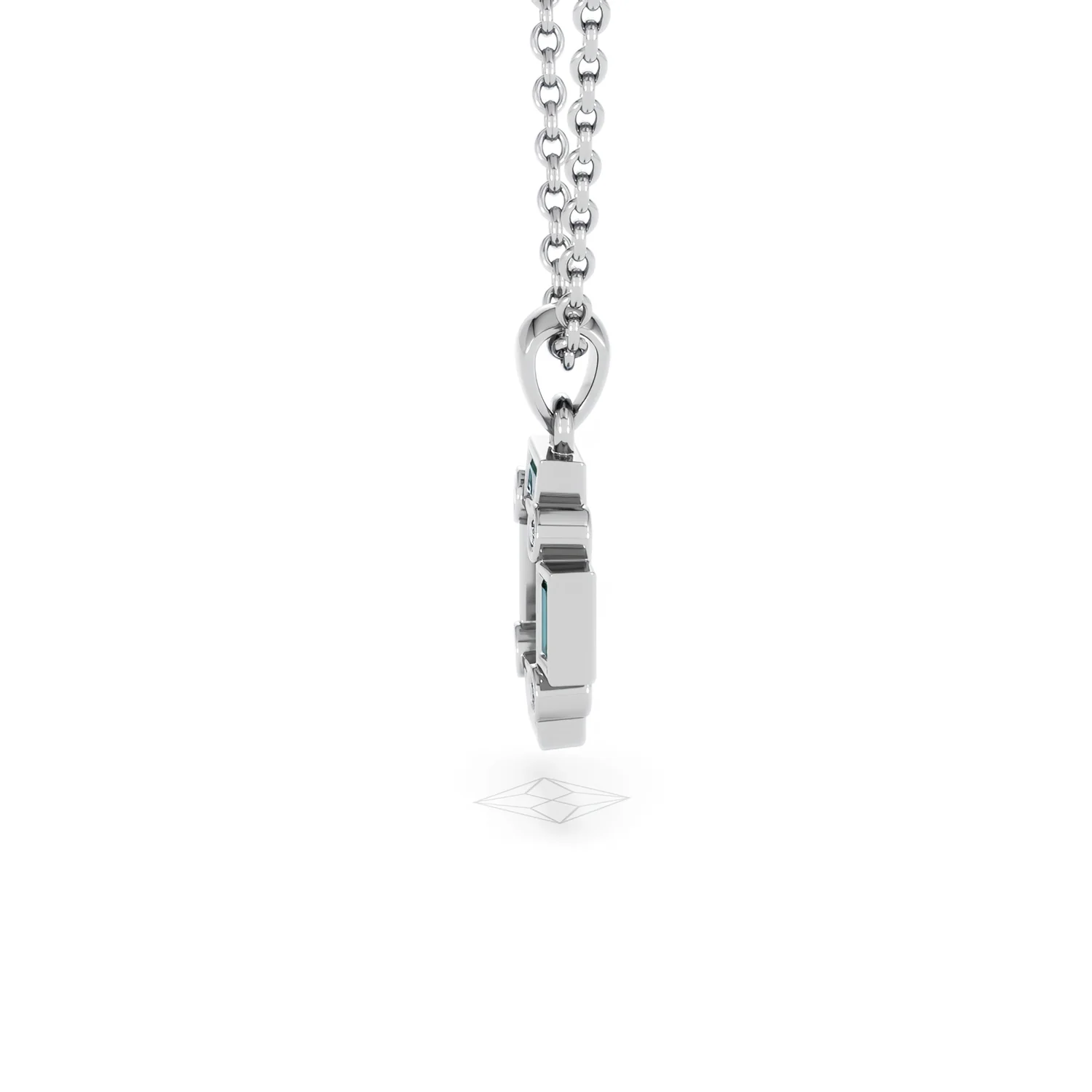 Forme 0.48ct Baguette Cut Lab Emerald Pendant Necklace in Sterling Silver - Image 68
