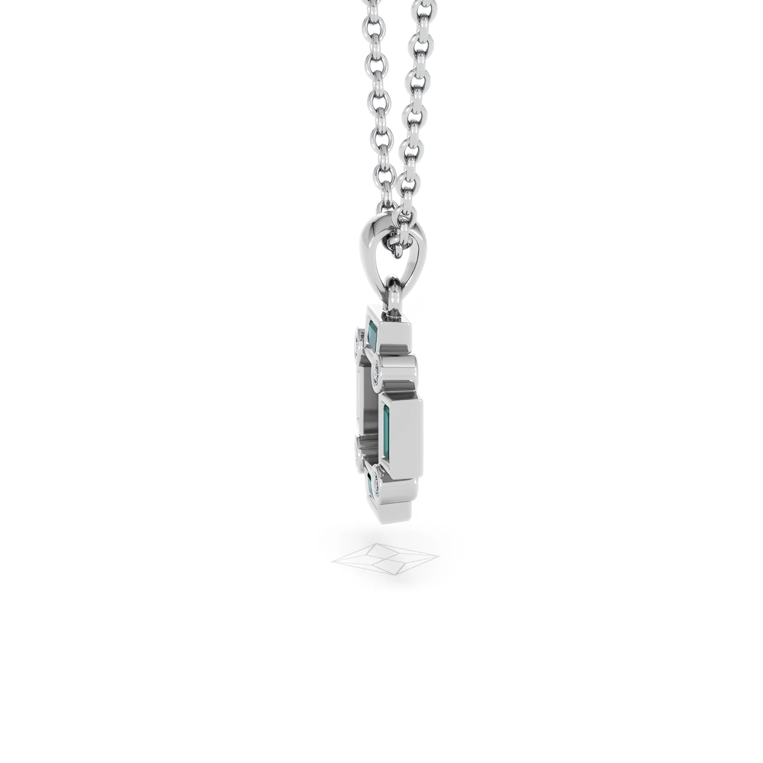 Forme 0.48ct Baguette Cut Lab Emerald Pendant Necklace in Sterling Silver - Image 69