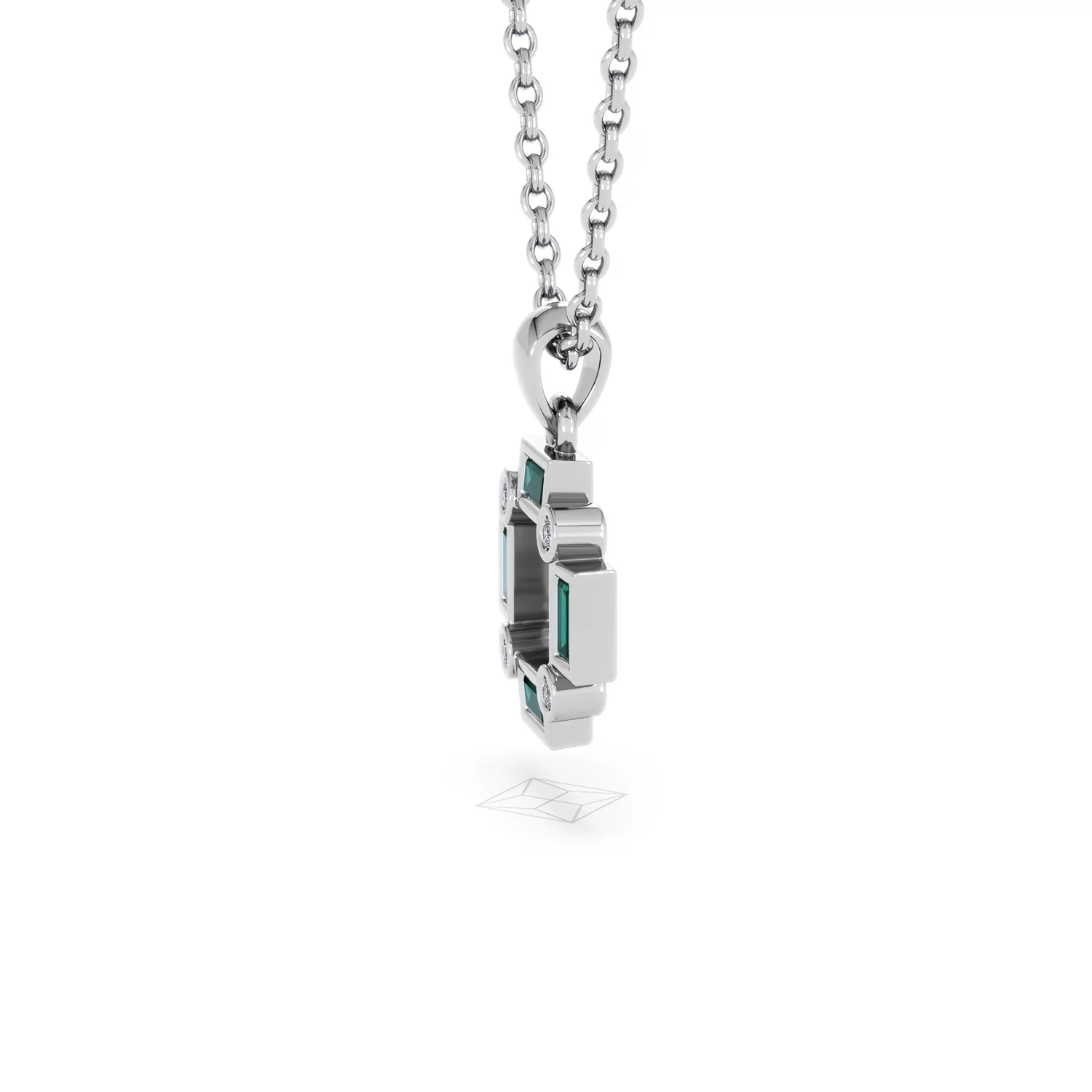 Forme 0.48ct Baguette Cut Lab Emerald Pendant Necklace in Sterling Silver - Image 70