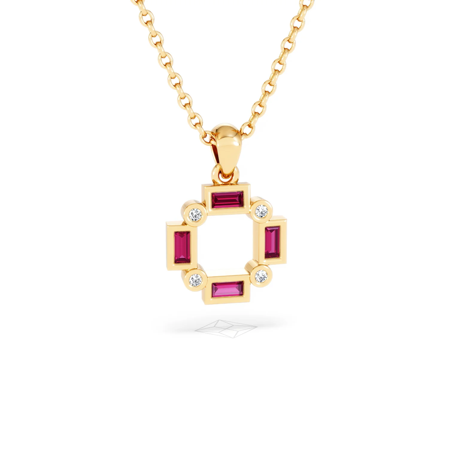 Forme 0.48ct Baguette Cut Lab Ruby Pendant Necklace in 18K Gold Vermeil - Image 10