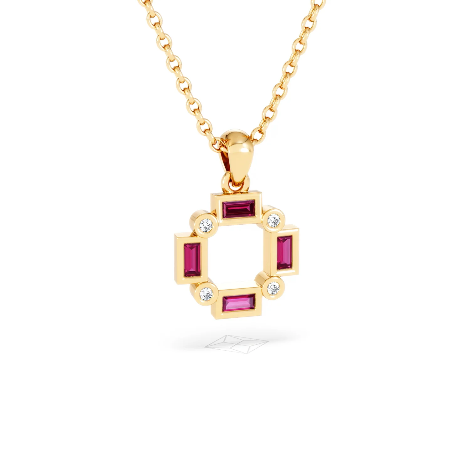 Forme 0.48ct Baguette Cut Lab Ruby Pendant Necklace in 18K Gold Vermeil - Image 11