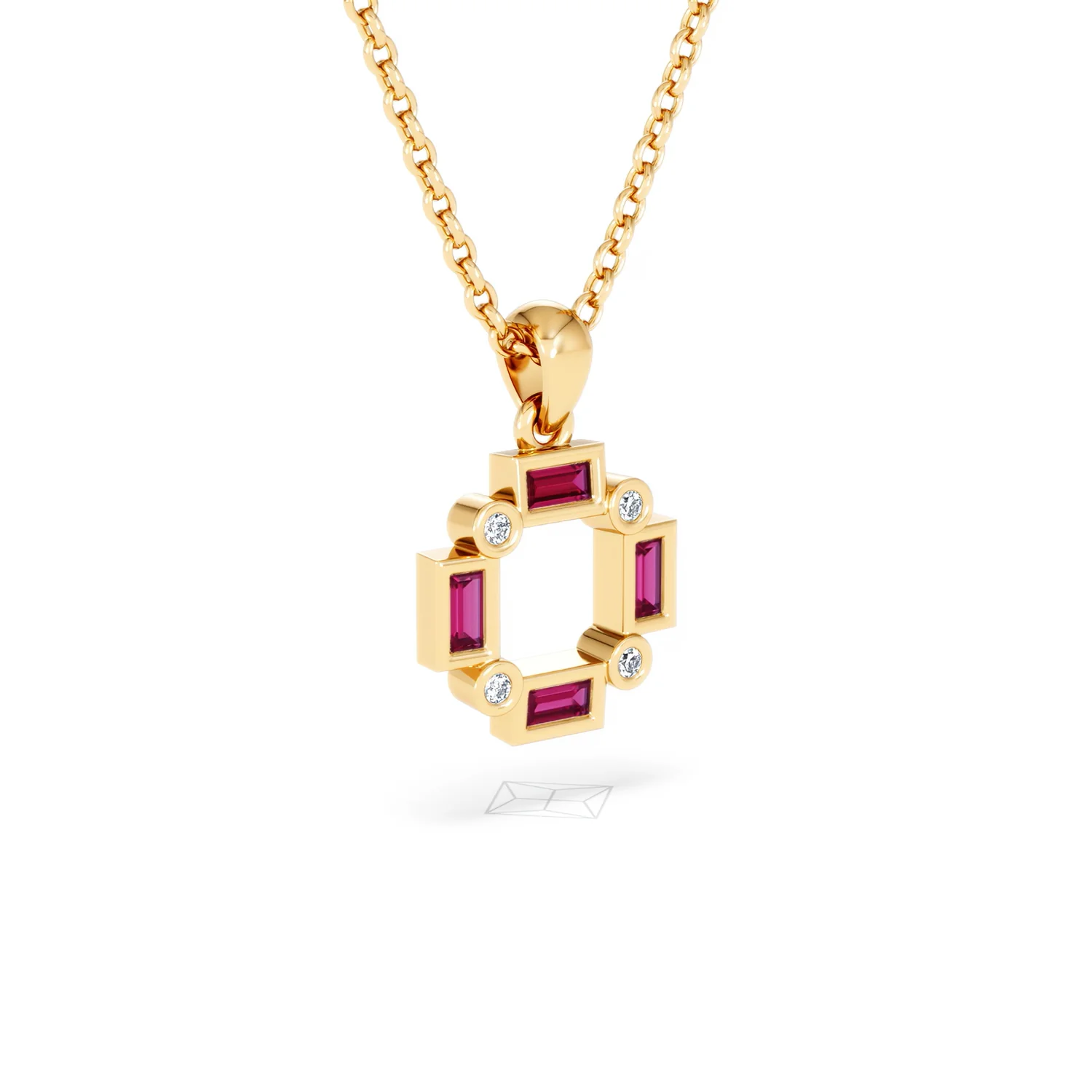 Forme 0.48ct Baguette Cut Lab Ruby Pendant Necklace in 18K Gold Vermeil - Image 15