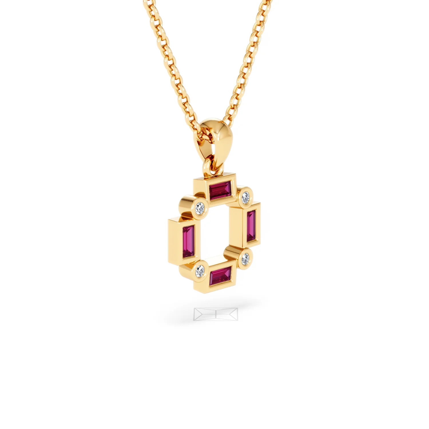 Forme 0.48ct Baguette Cut Lab Ruby Pendant Necklace in 18K Gold Vermeil - Image 17