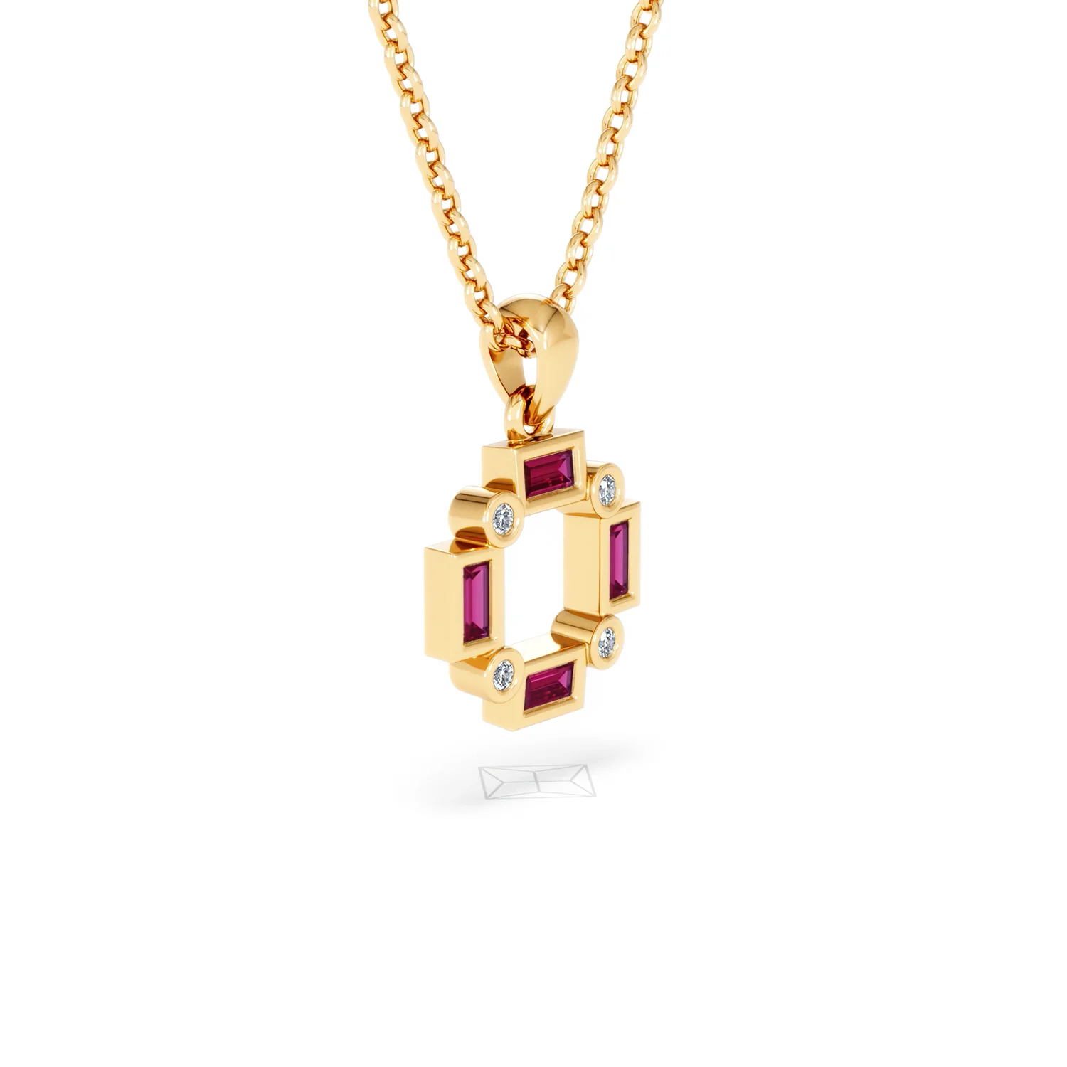 Forme 0.48ct Baguette Cut Lab Ruby Pendant Necklace in 18K Gold Vermeil - Image 18