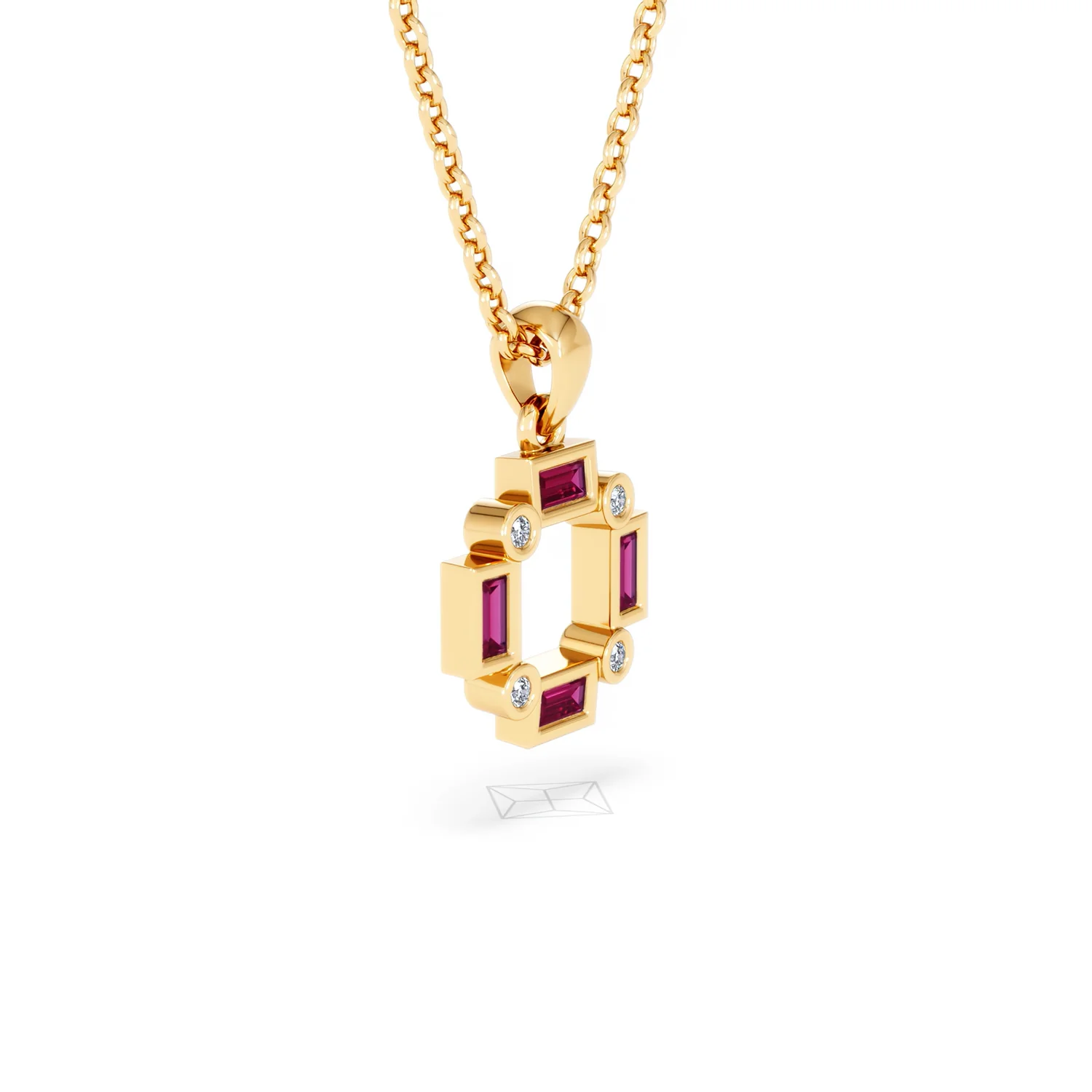 Forme 0.48ct Baguette Cut Lab Ruby Pendant Necklace in 18K Gold Vermeil - Image 19