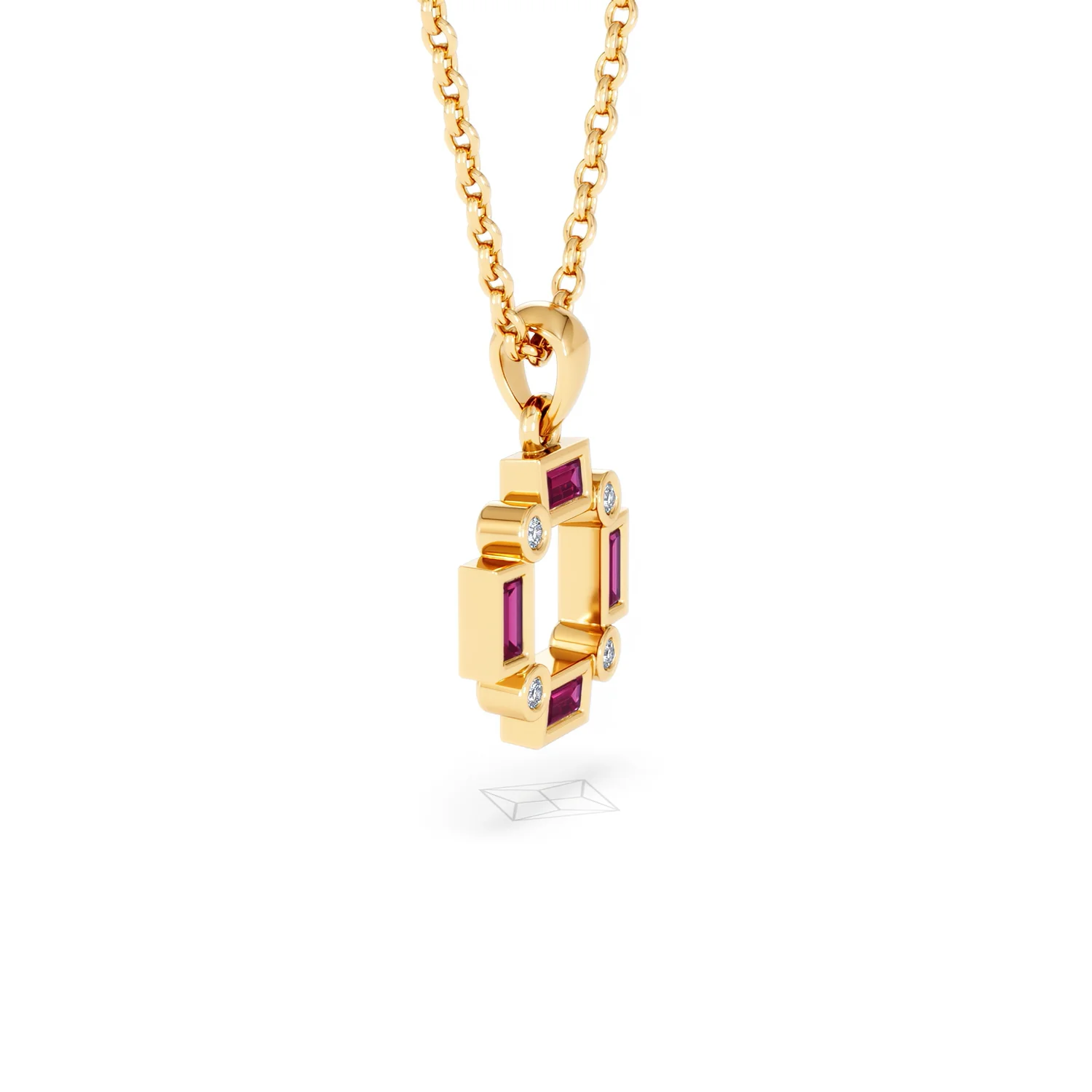 Forme 0.48ct Baguette Cut Lab Ruby Pendant Necklace in 18K Gold Vermeil - Image 21