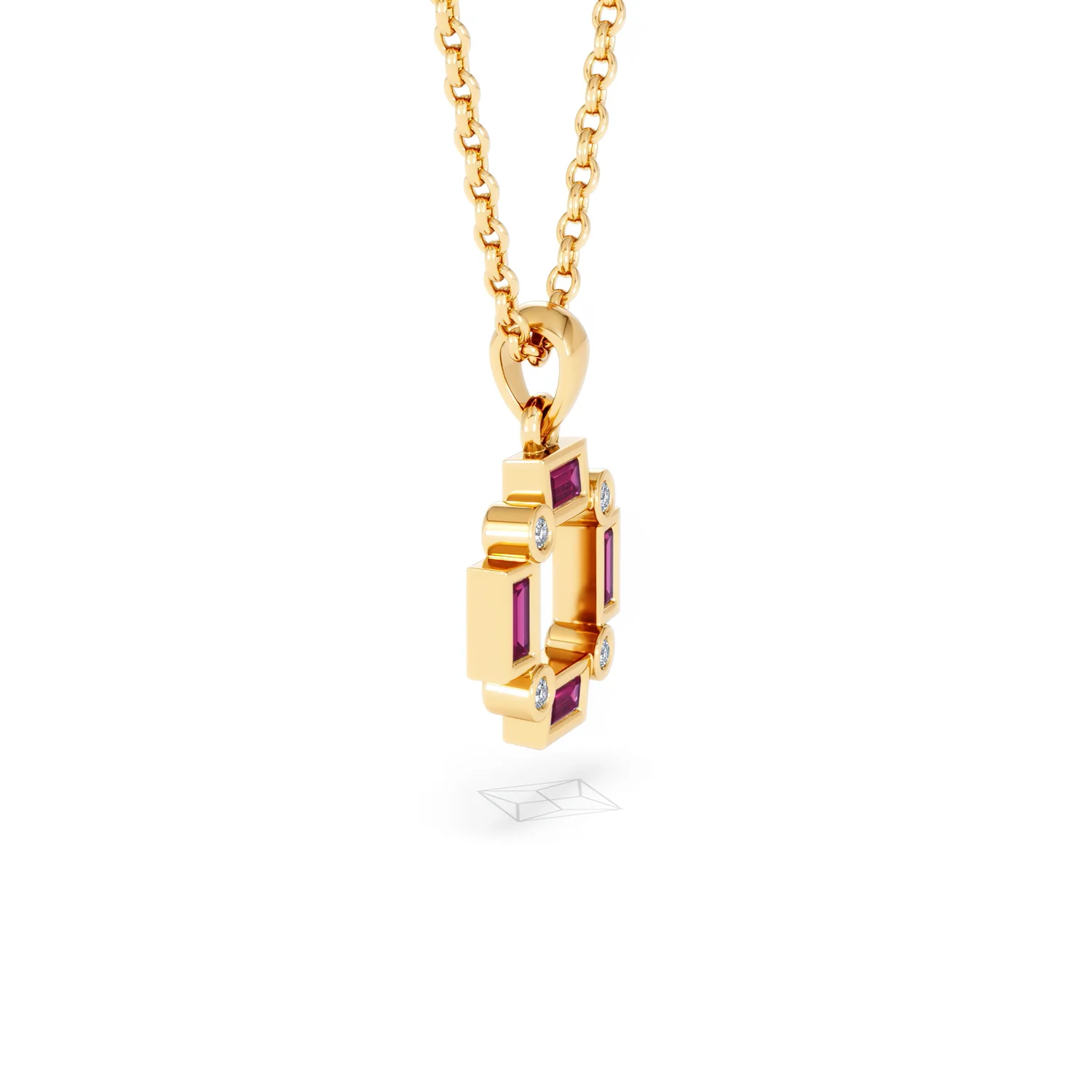 Forme 0.48ct Baguette Cut Lab Ruby Pendant Necklace in 18K Gold Vermeil - Image 22