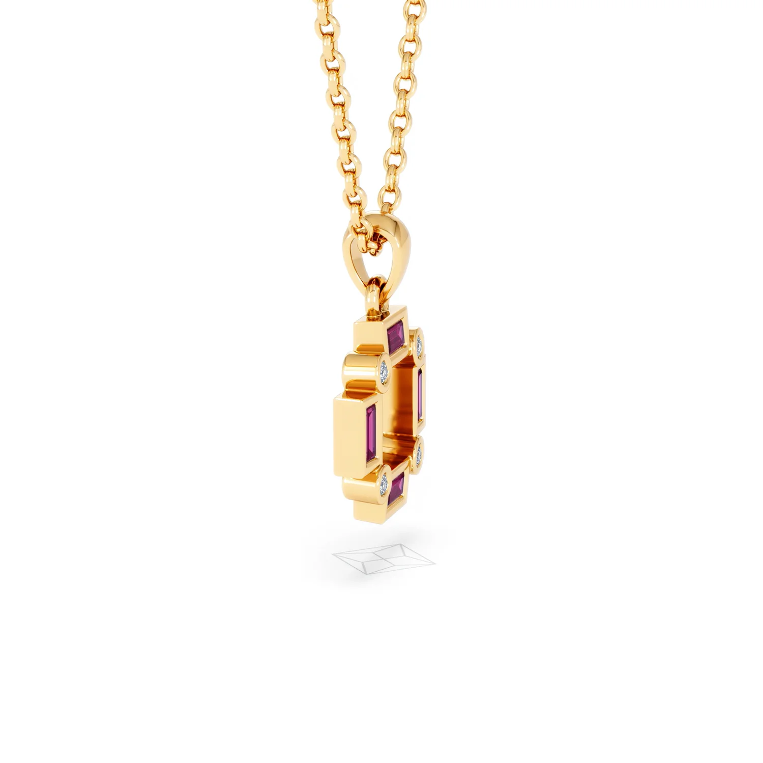 Forme 0.48ct Baguette Cut Lab Ruby Pendant Necklace in 18K Gold Vermeil - Image 23