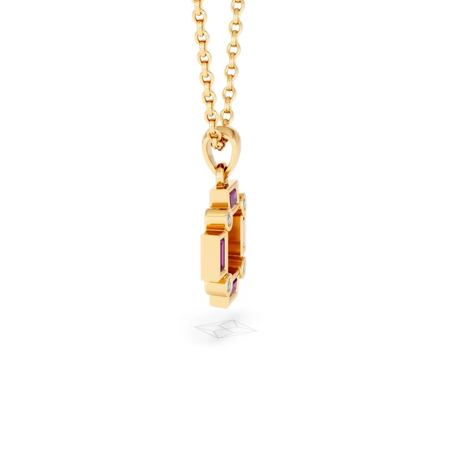 Forme 0.48ct Baguette Cut Lab Ruby Pendant Necklace in 18K Gold Vermeil - Image 24