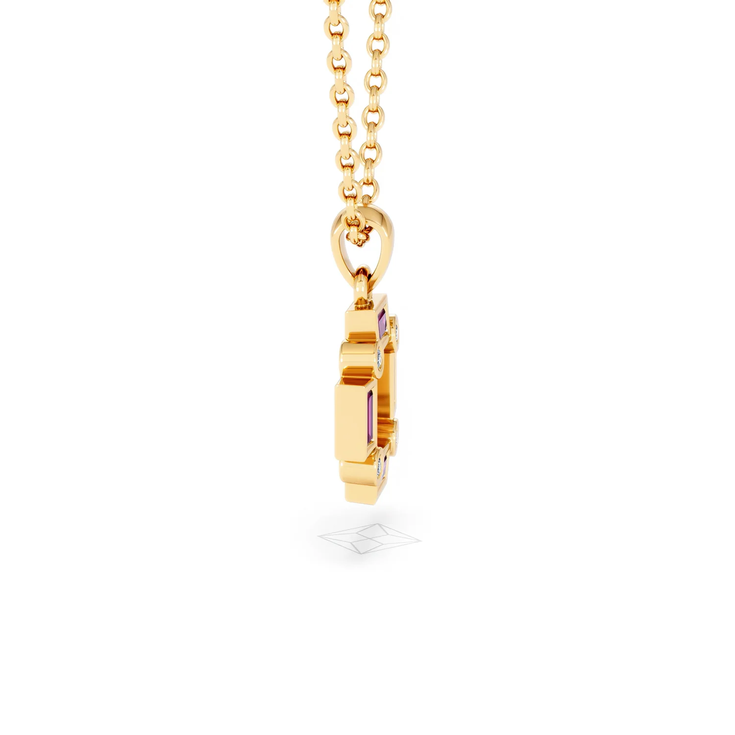 Forme 0.48ct Baguette Cut Lab Ruby Pendant Necklace in 18K Gold Vermeil - Image 25
