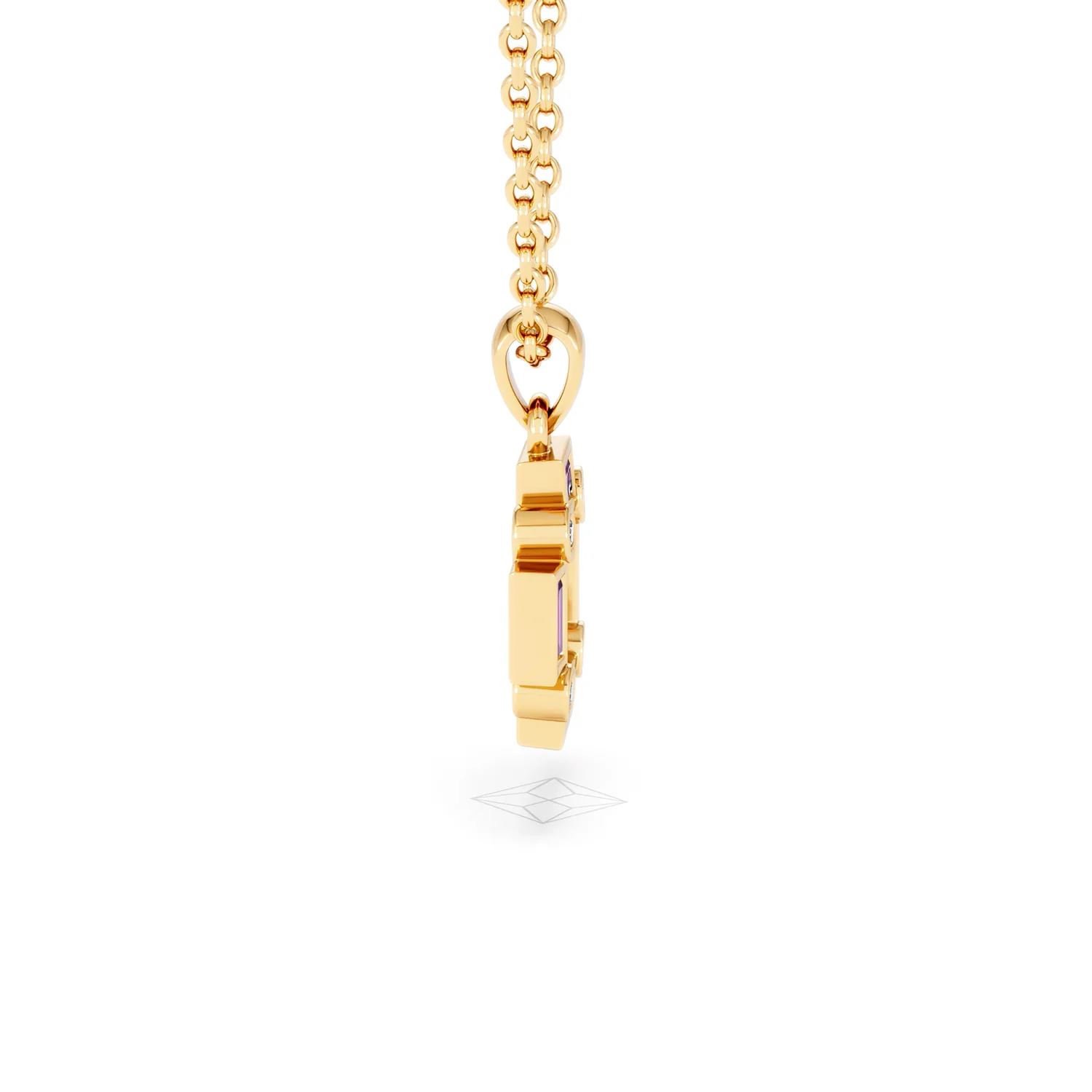 Forme 0.48ct Baguette Cut Lab Ruby Pendant Necklace in 18K Gold Vermeil - Image 26
