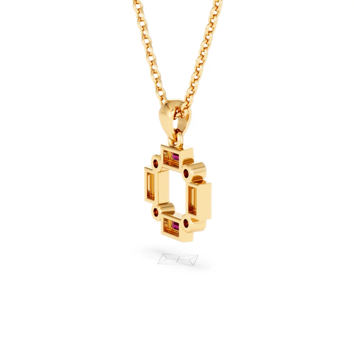 Forme 0.48ct Baguette Cut Lab Ruby Pendant Necklace in 18K Gold Vermeil - Image 35