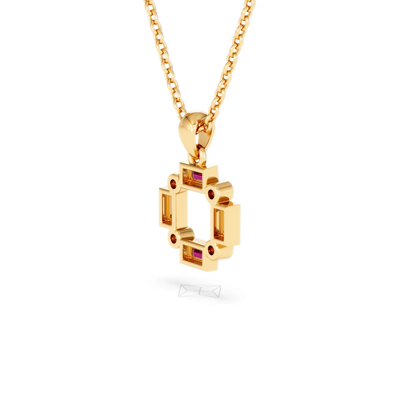 Forme 0.48ct Baguette Cut Lab Ruby Pendant Necklace in 18K Gold Vermeil - Image 36