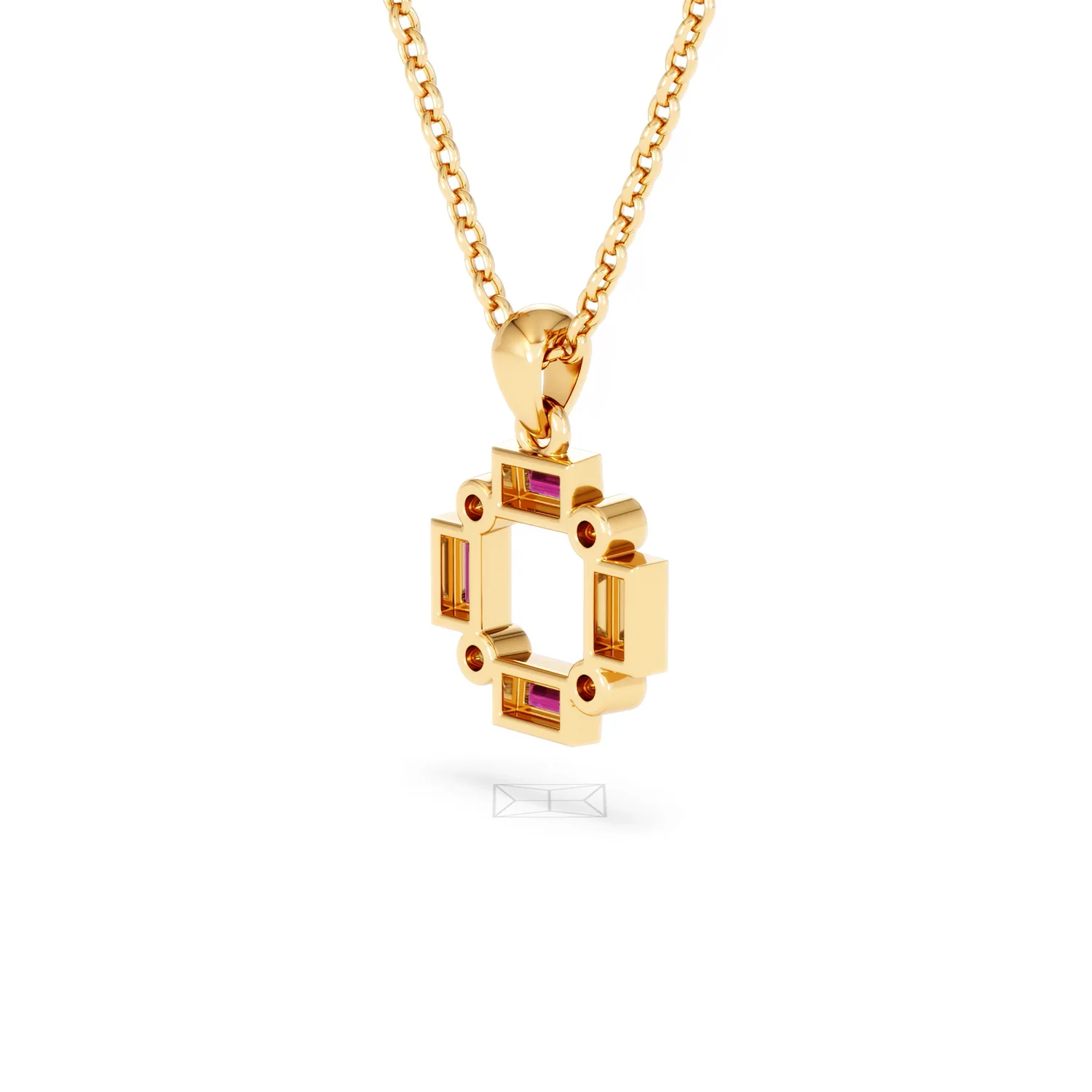 Forme 0.48ct Baguette Cut Lab Ruby Pendant Necklace in 18K Gold Vermeil - Image 37