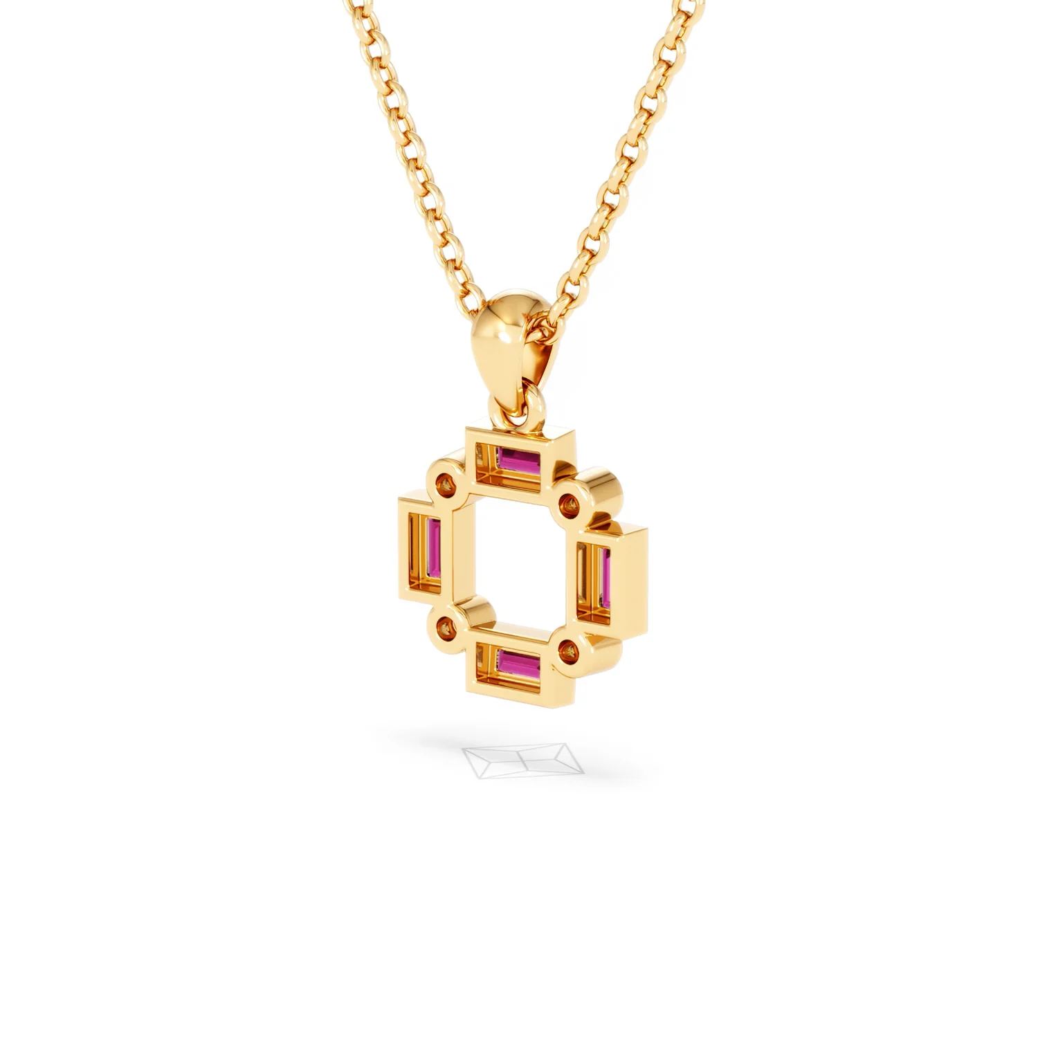 Forme 0.48ct Baguette Cut Lab Ruby Pendant Necklace in 18K Gold Vermeil - Image 39