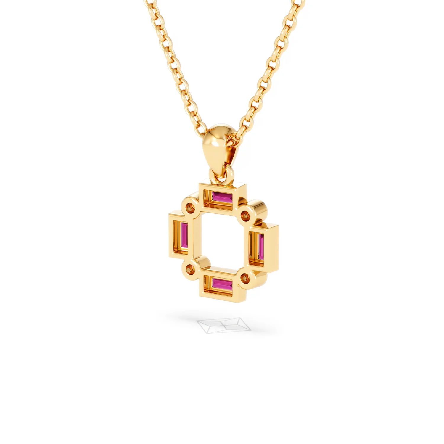 Forme 0.48ct Baguette Cut Lab Ruby Pendant Necklace in 18K Gold Vermeil - Image 40