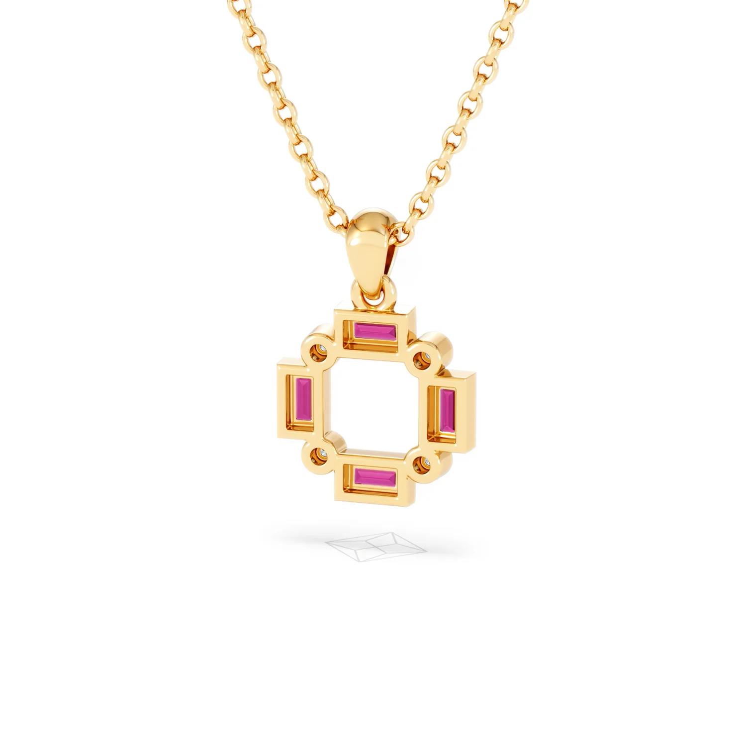 Forme 0.48ct Baguette Cut Lab Ruby Pendant Necklace in 18K Gold Vermeil - Image 43