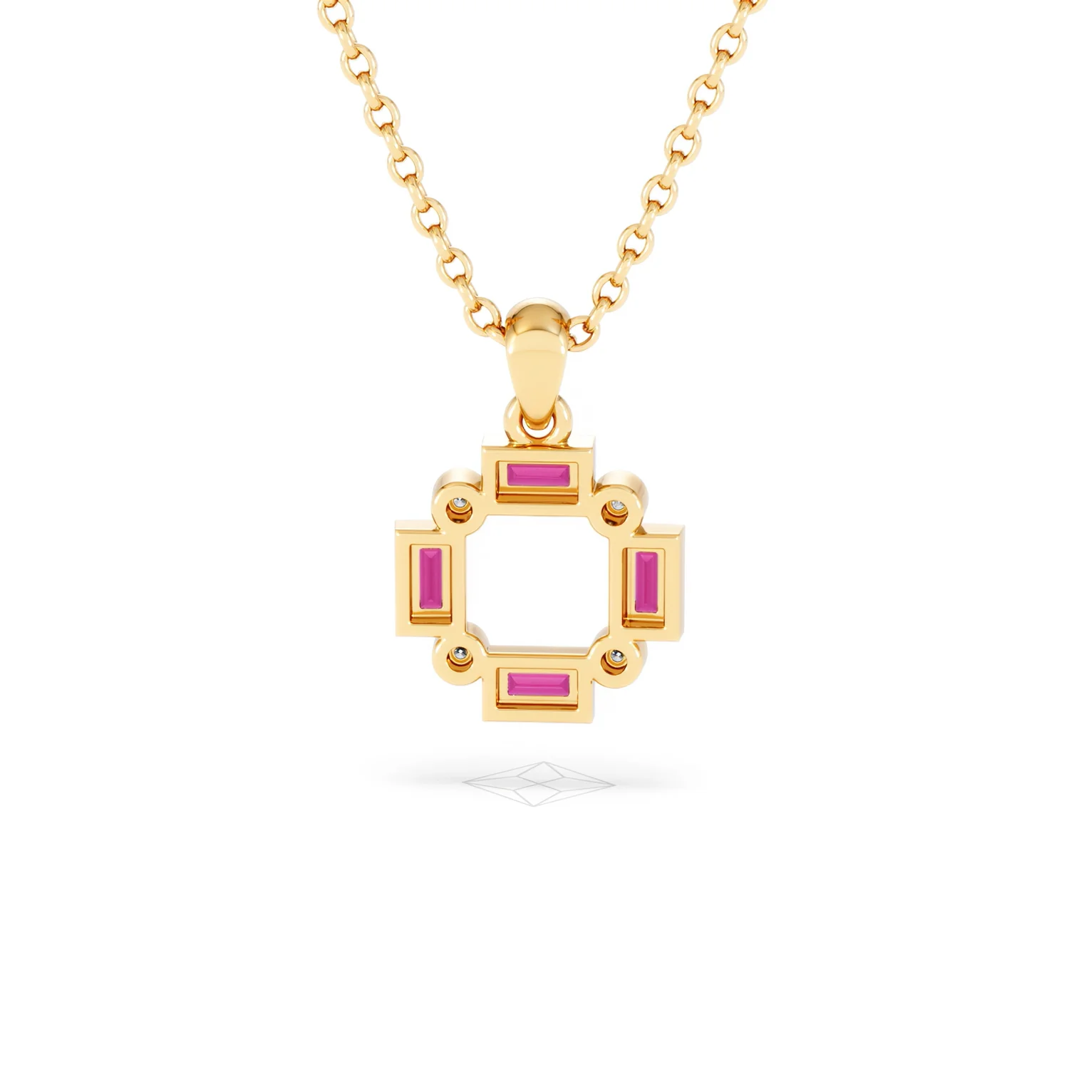 Forme 0.48ct Baguette Cut Lab Ruby Pendant Necklace in 18K Gold Vermeil - Image 46