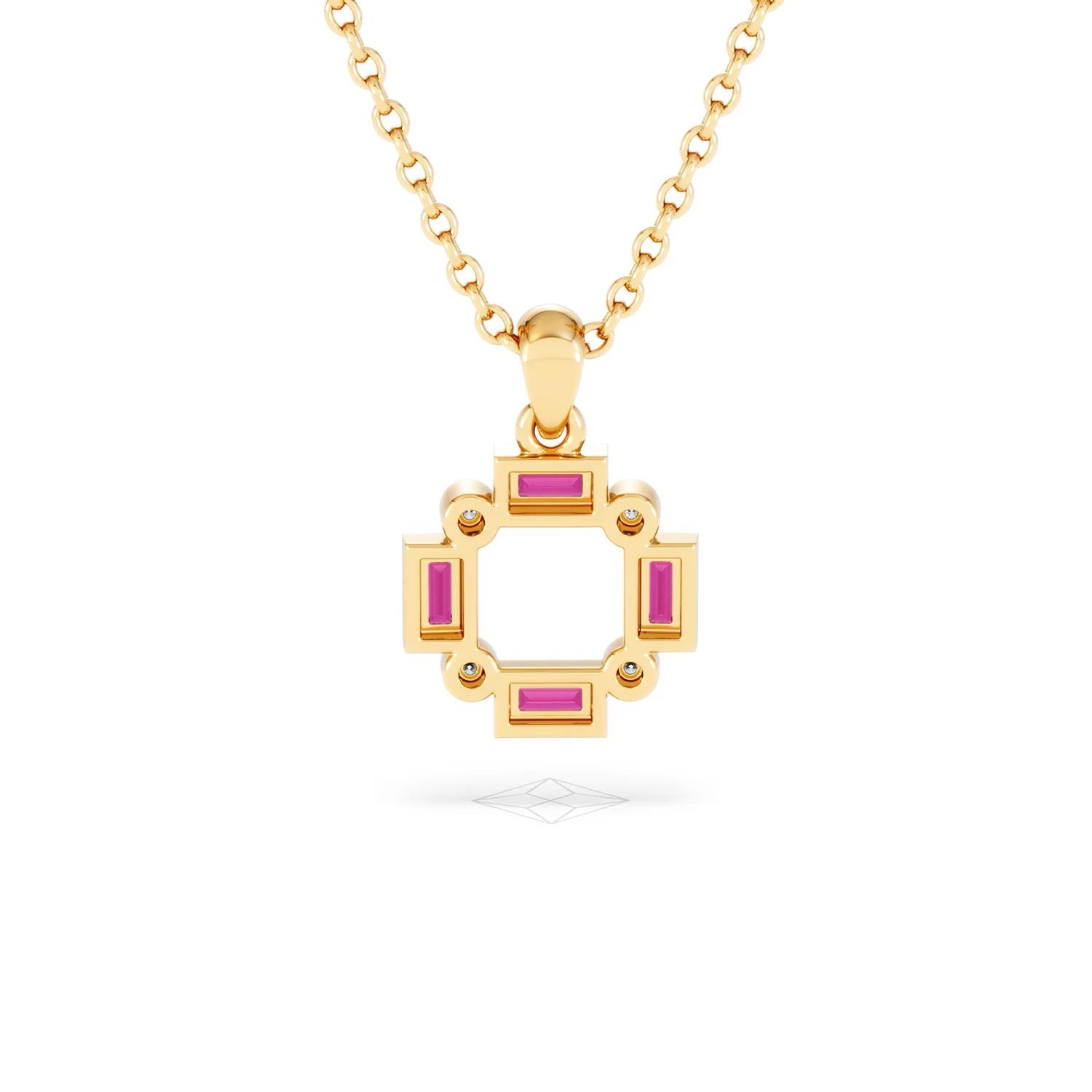 Forme 0.48ct Baguette Cut Lab Ruby Pendant Necklace in 18K Gold Vermeil - Image 47
