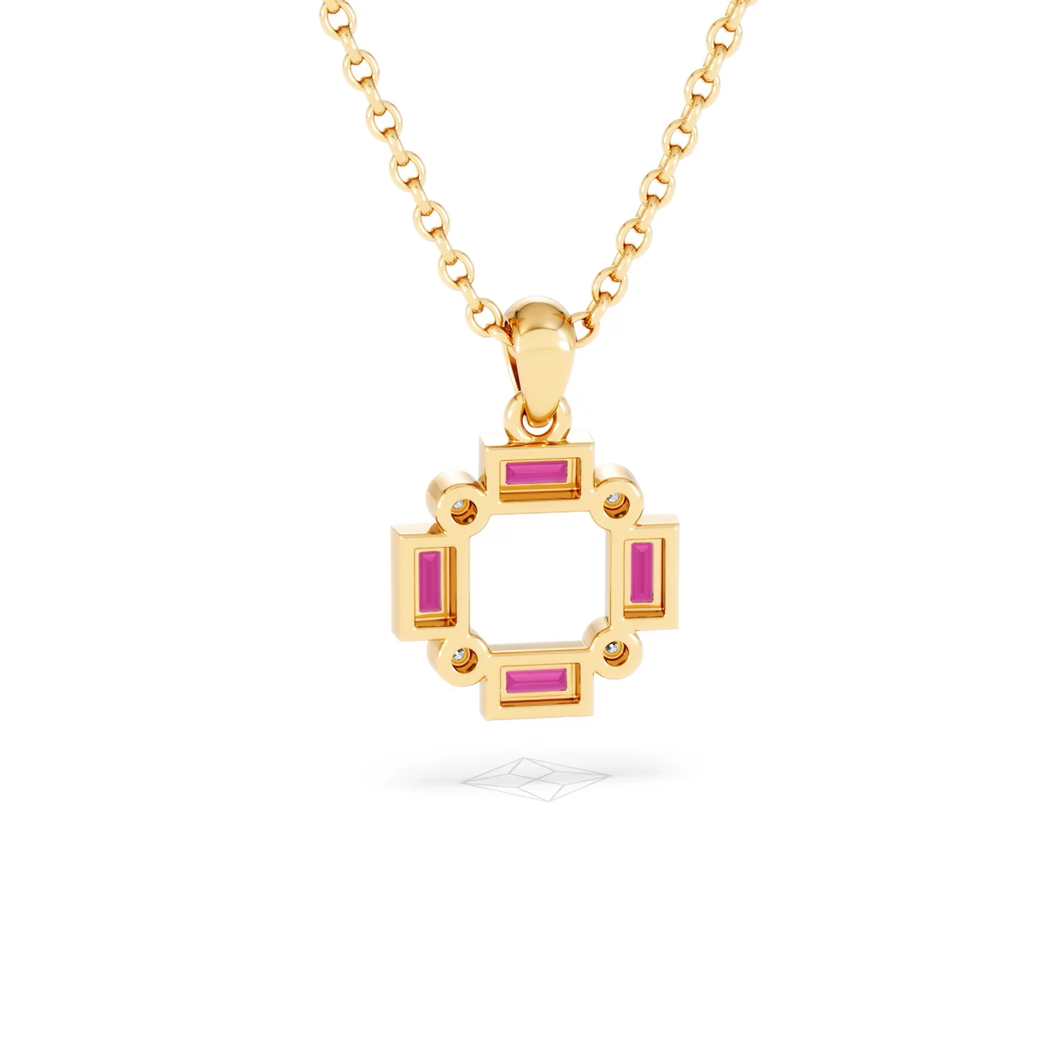 Forme 0.48ct Baguette Cut Lab Ruby Pendant Necklace in 18K Gold Vermeil - Image 49