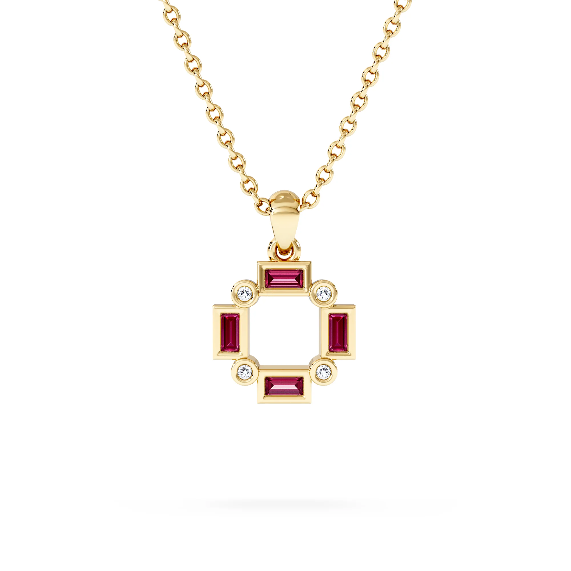 Forme 0.48ct Baguette Cut Lab Ruby Pendant Necklace in 18K Gold Vermeil - Image 5