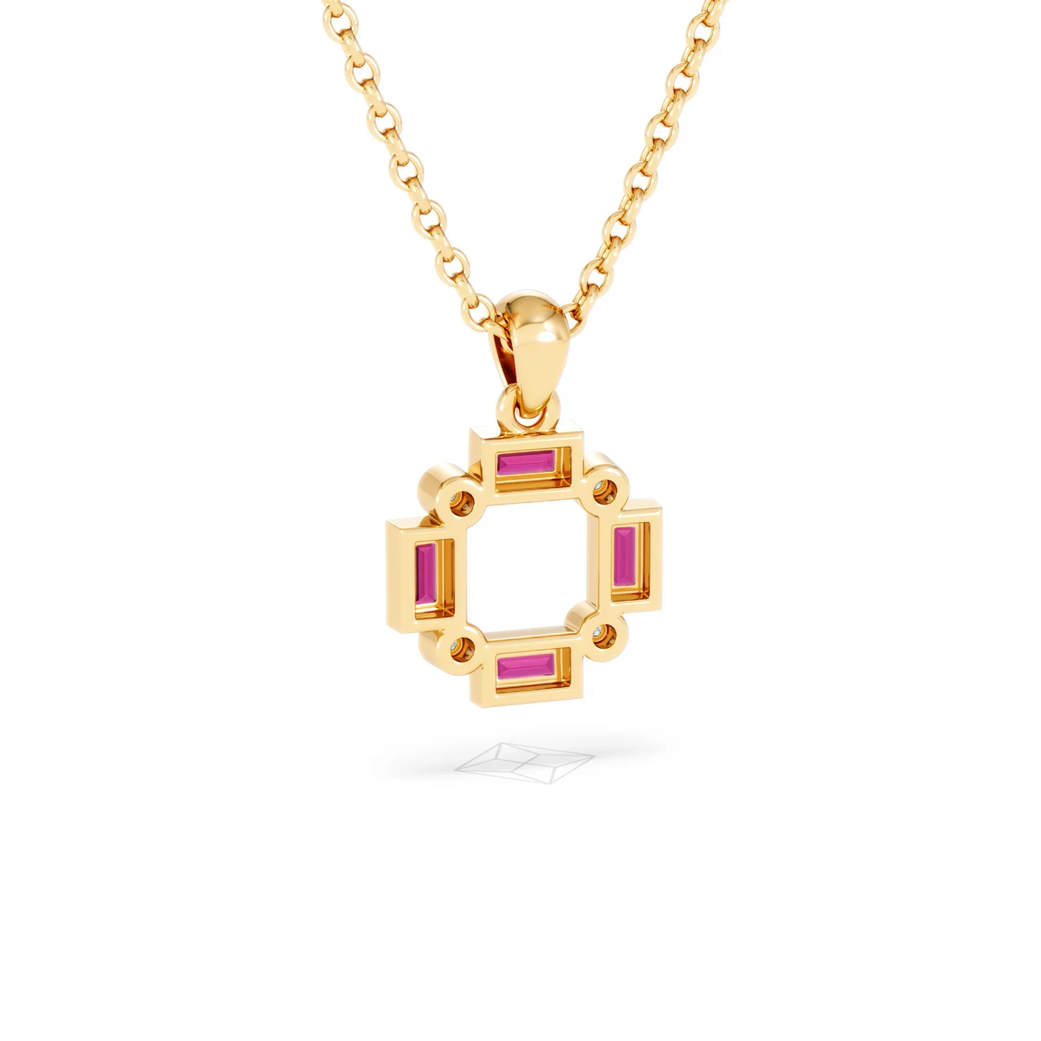 Forme 0.48ct Baguette Cut Lab Ruby Pendant Necklace in 18K Gold Vermeil - Image 51